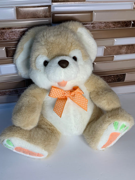 Vintage Common Wealth Easter Bunny/Rabbit. Carrots on feet. Orange Polka dot bow