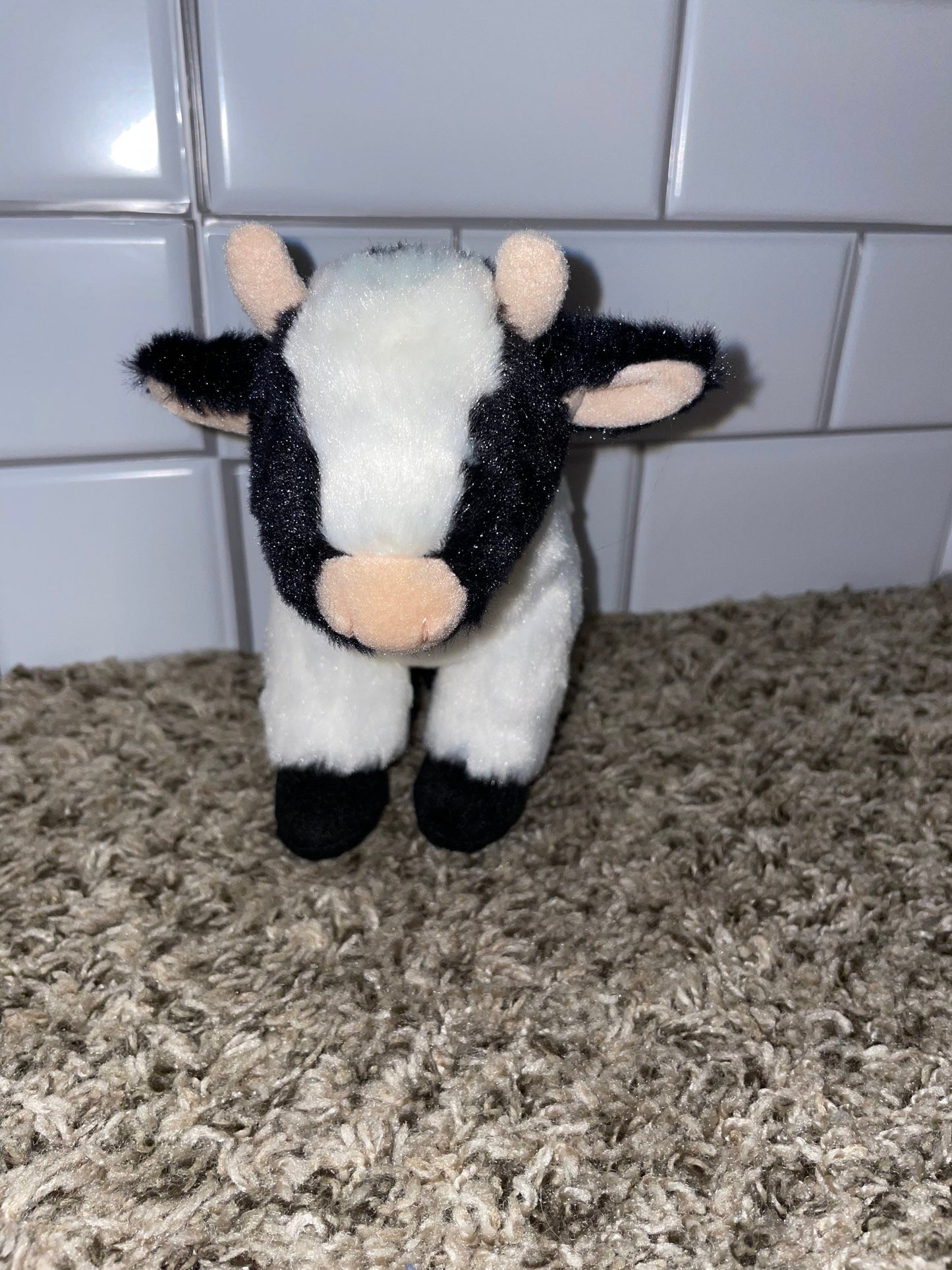 Aurora Small Black and White Cow Plush with Mooing Voice