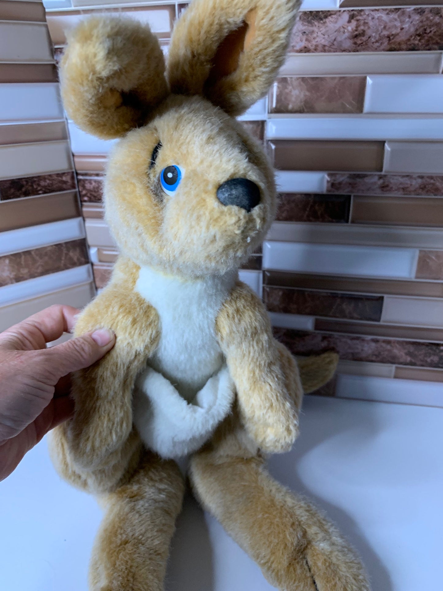 Vintage Nanco Animaland Kangaroo Plush, Yellow Star Detail