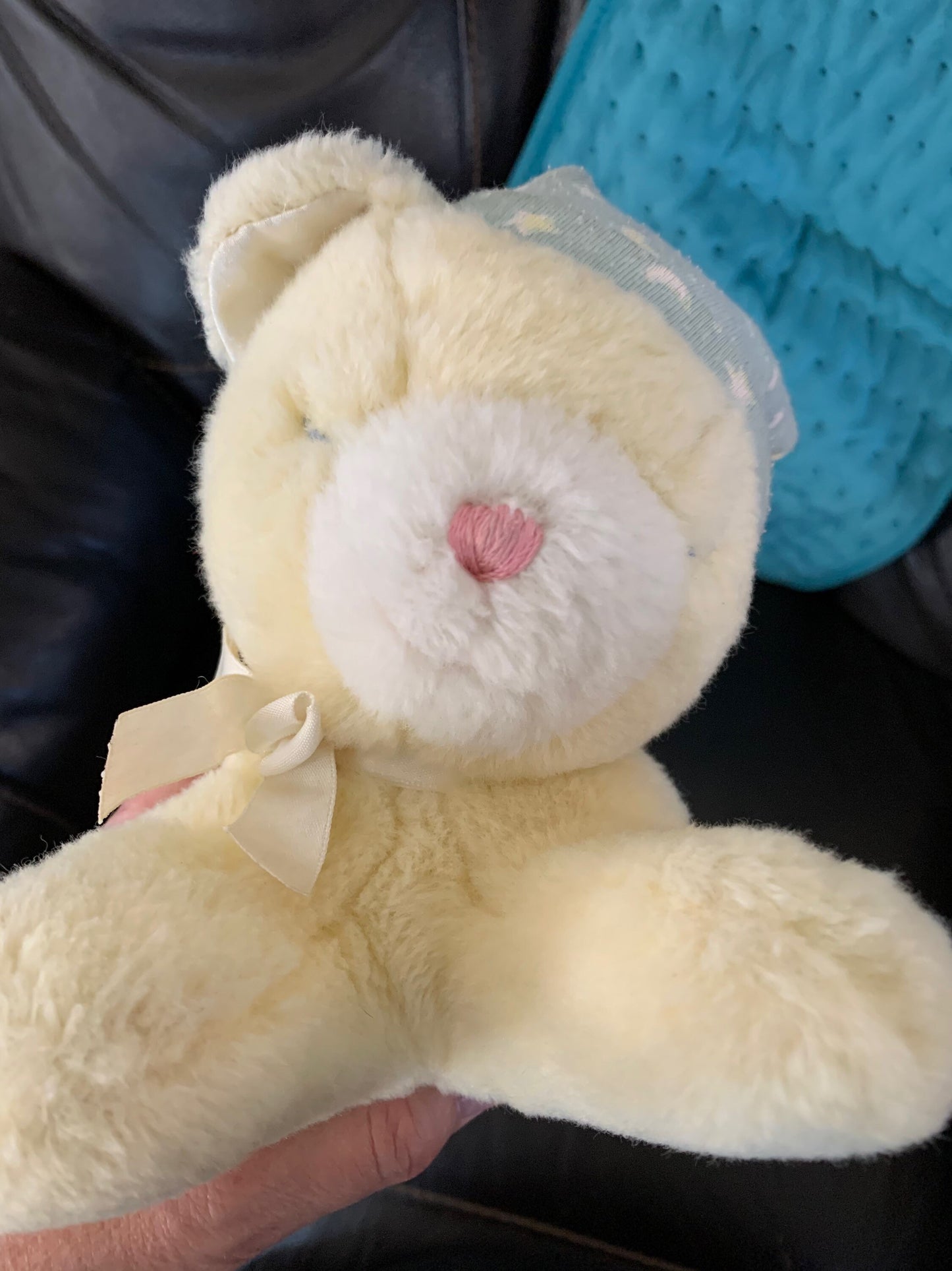 Rare Vintage Eden Yellow Sleeping Musical Teddy Plays Fur Elise Working Head Turns Collector Plush