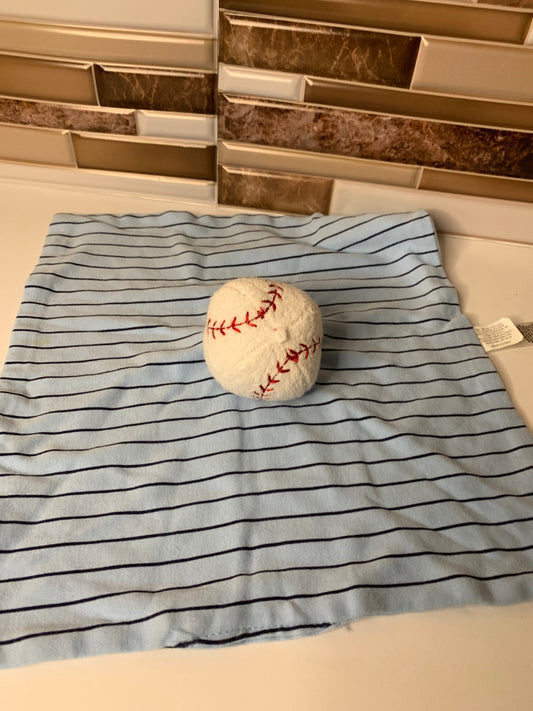 Blue and white Striped Baseball Lovey Security Blanket Plush 11x12