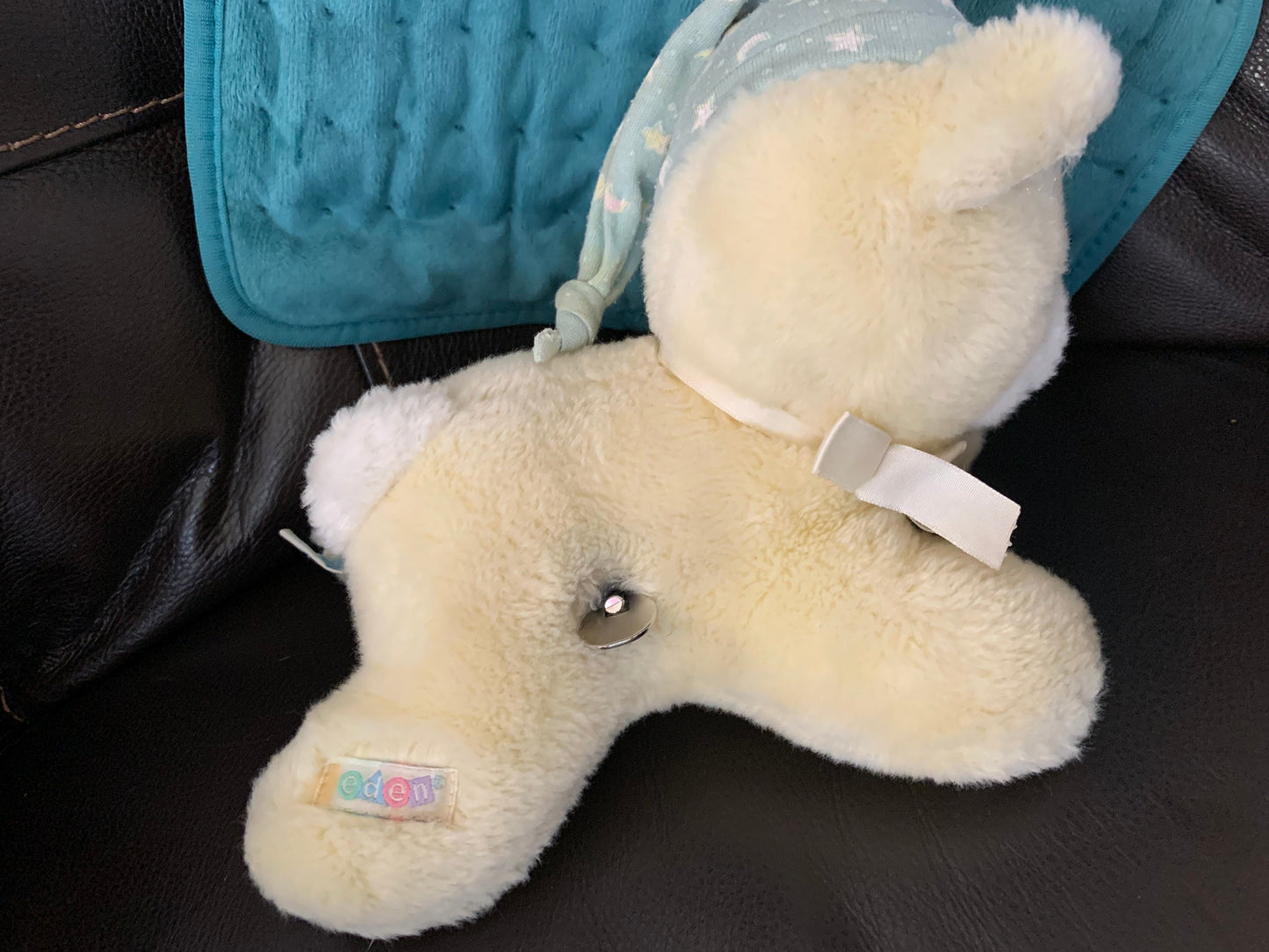Rare Vintage Eden Yellow Sleeping Musical Teddy Plays Fur Elise Working Head Turns Collector Plush