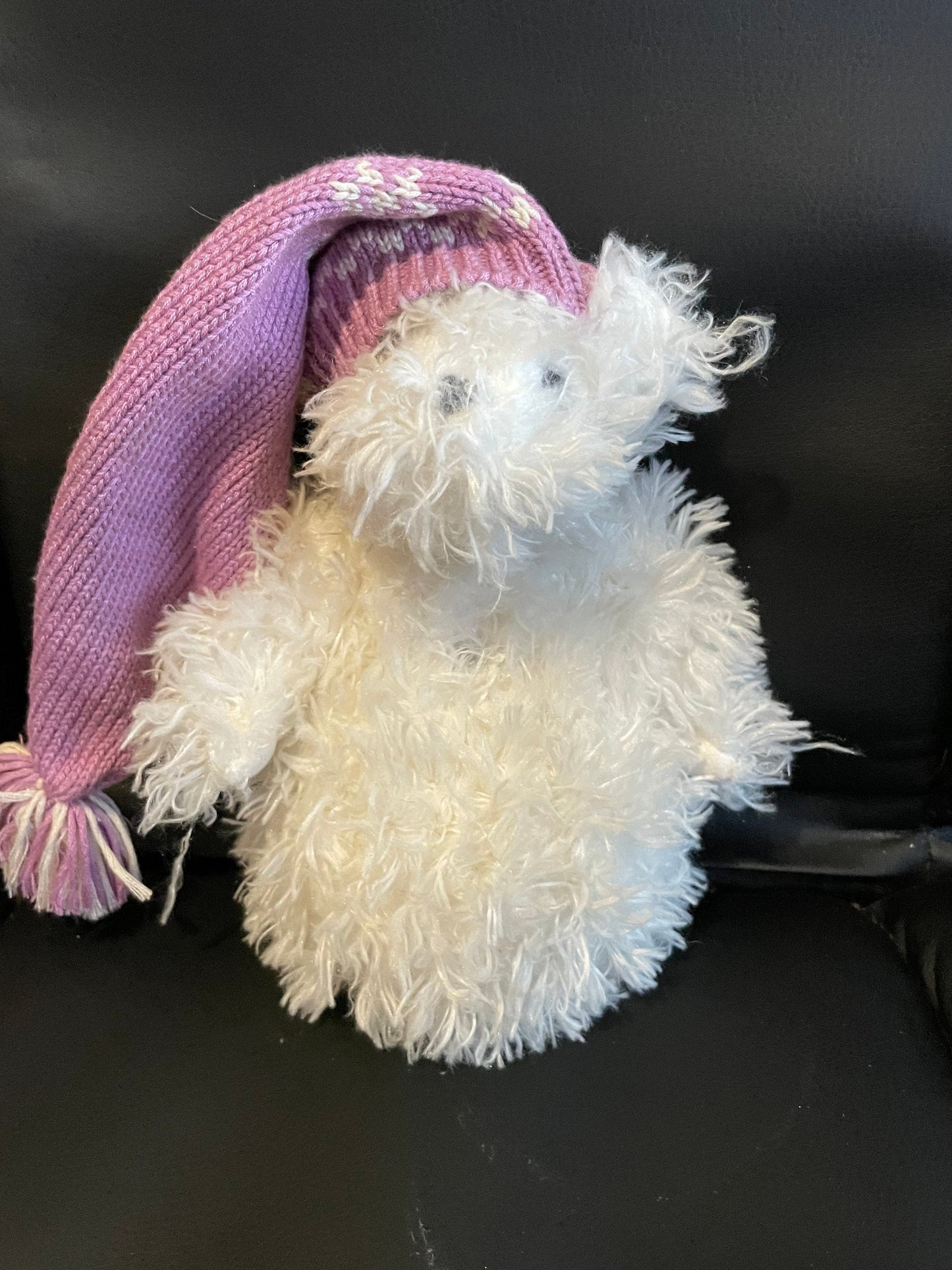 White Boyd’s Bear With Purple Hat Plush