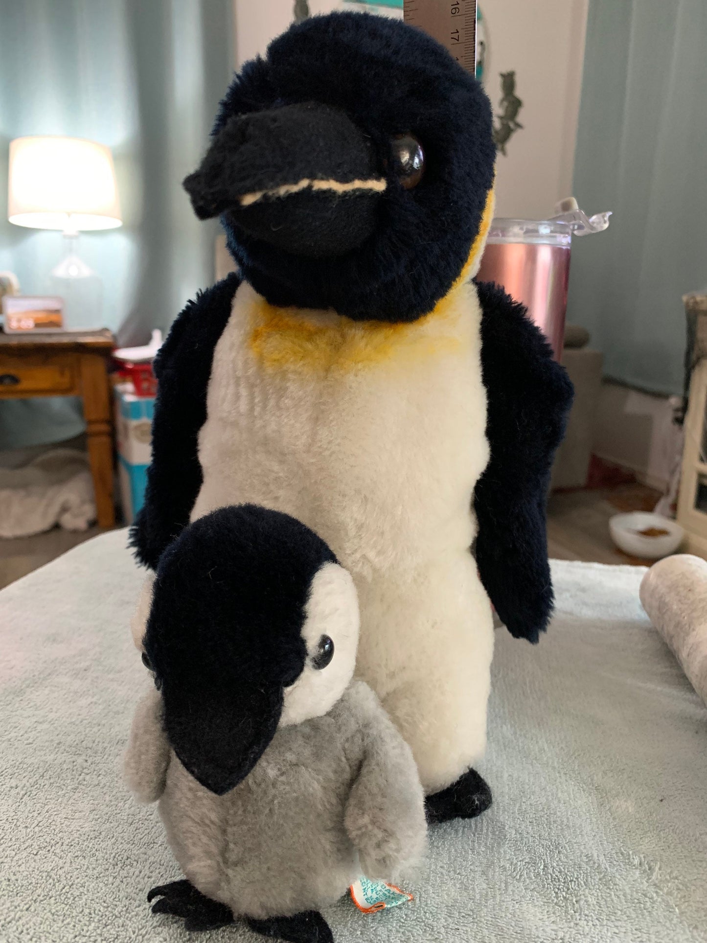 Vintage 1978 Dakin Emperor Penguin with baby plush