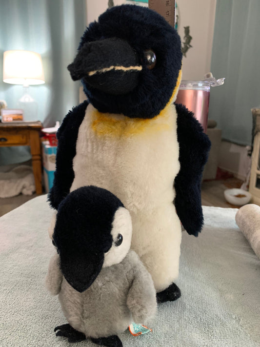Vintage 1978 Dakin Emperor Penguin with baby plush