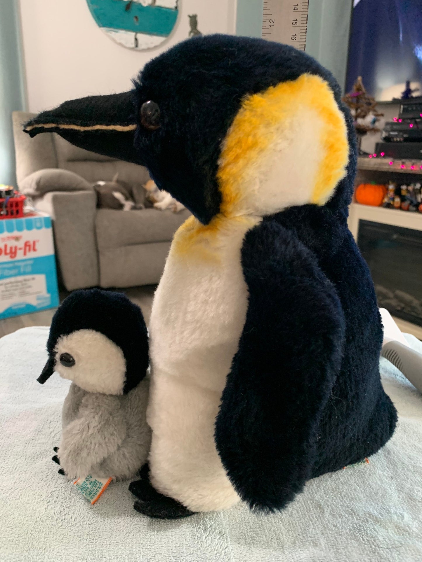 Vintage 1978 Dakin Emperor Penguin with baby plush