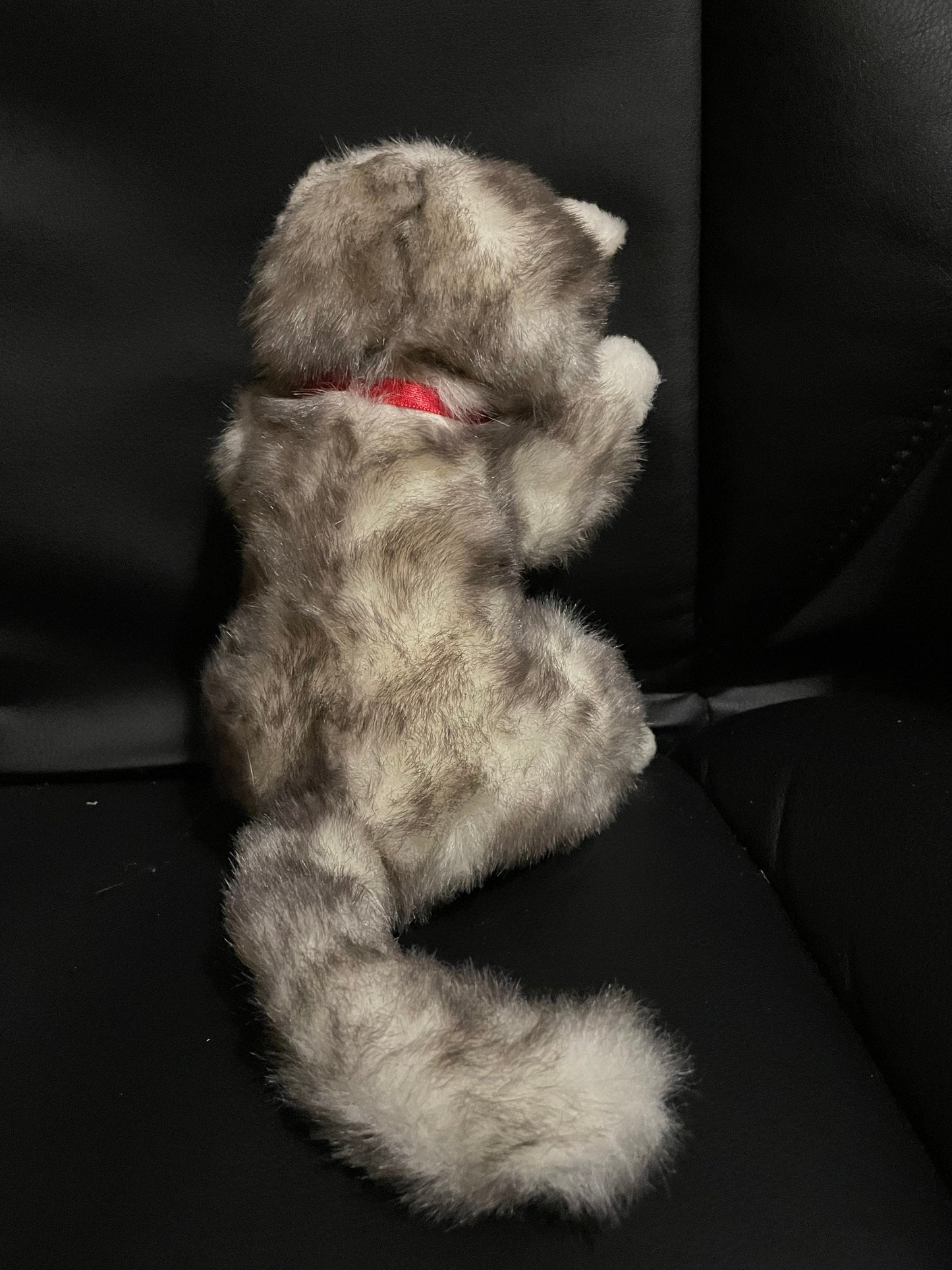 kids of america gay and white cat plush vintage with bell on collar