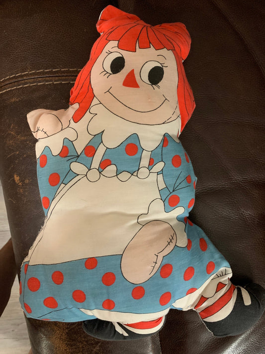 Vintage 20” Cut and Sew Raggedy Ann Pillow Plush. 1978. Rare