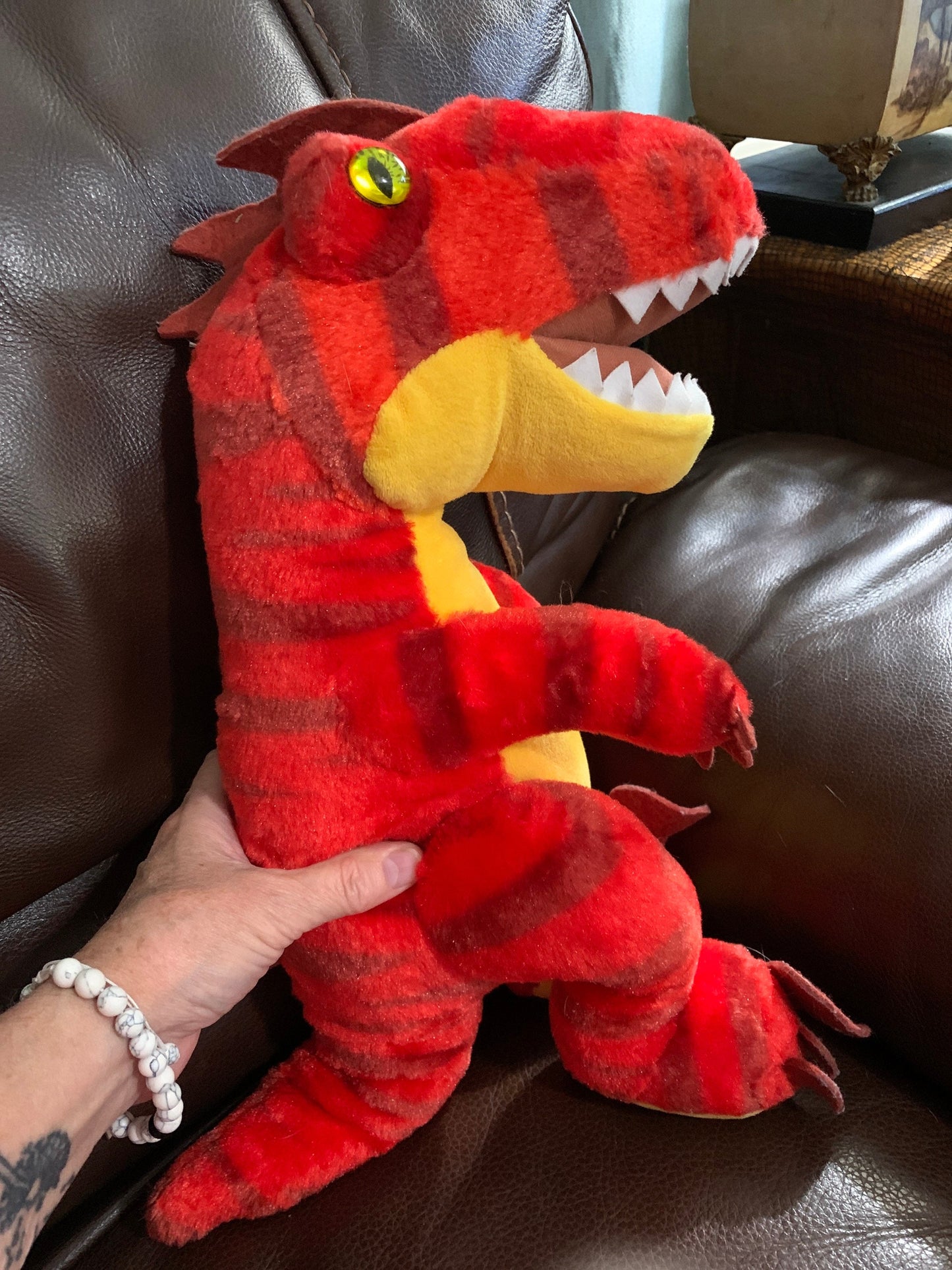 Build A Bear Red Raptor Dinosaur Plush.