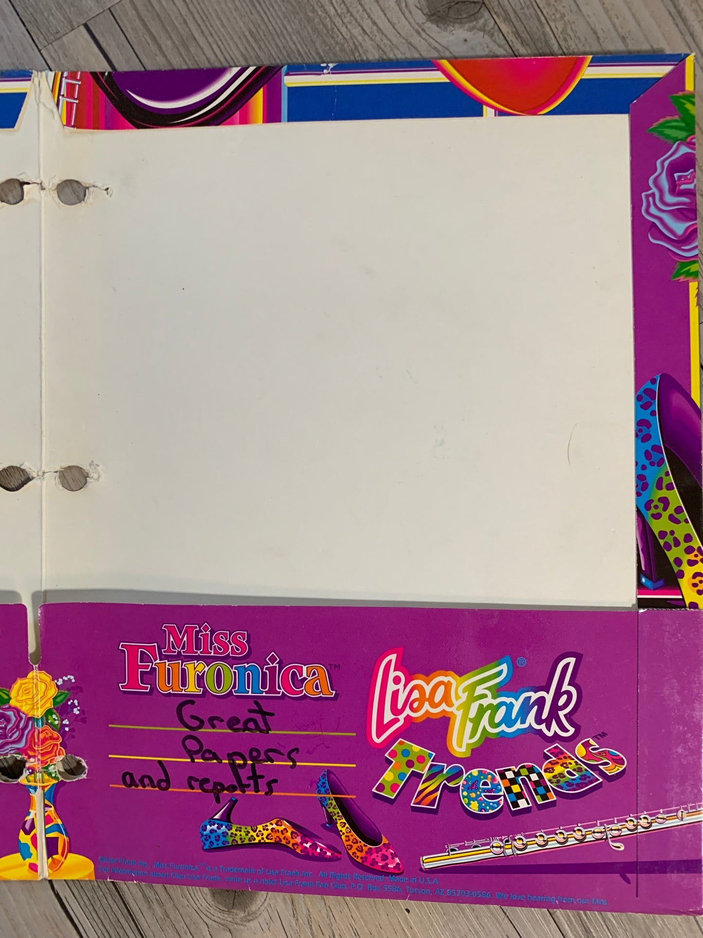 Vintage Lisa Frank Miss Furonica Kitty Pocket Folder