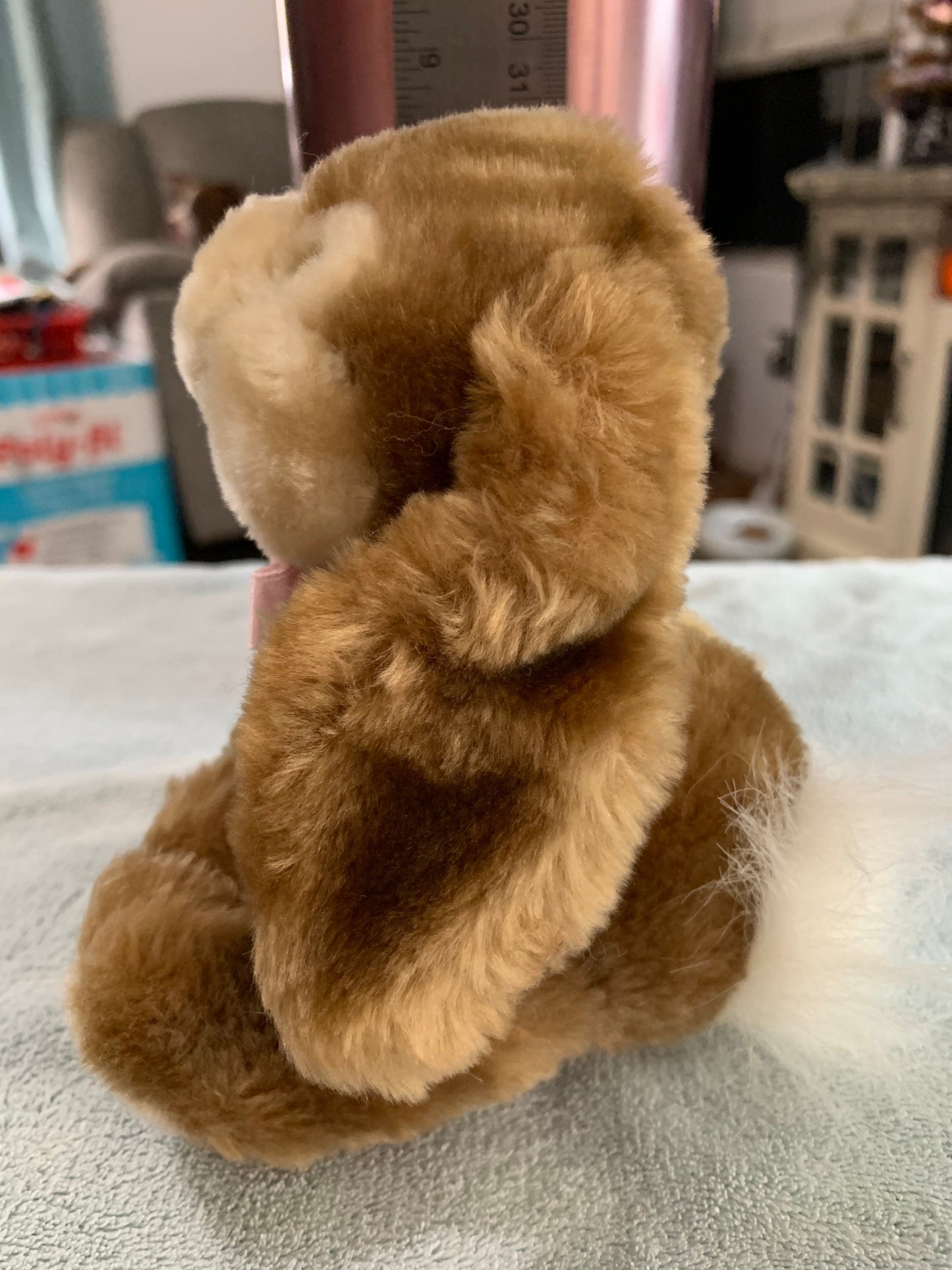 Russ Plus  Small Brown “Nutmeg” Bunny Rabbit plush pink nose and ribbon. Mini Lop