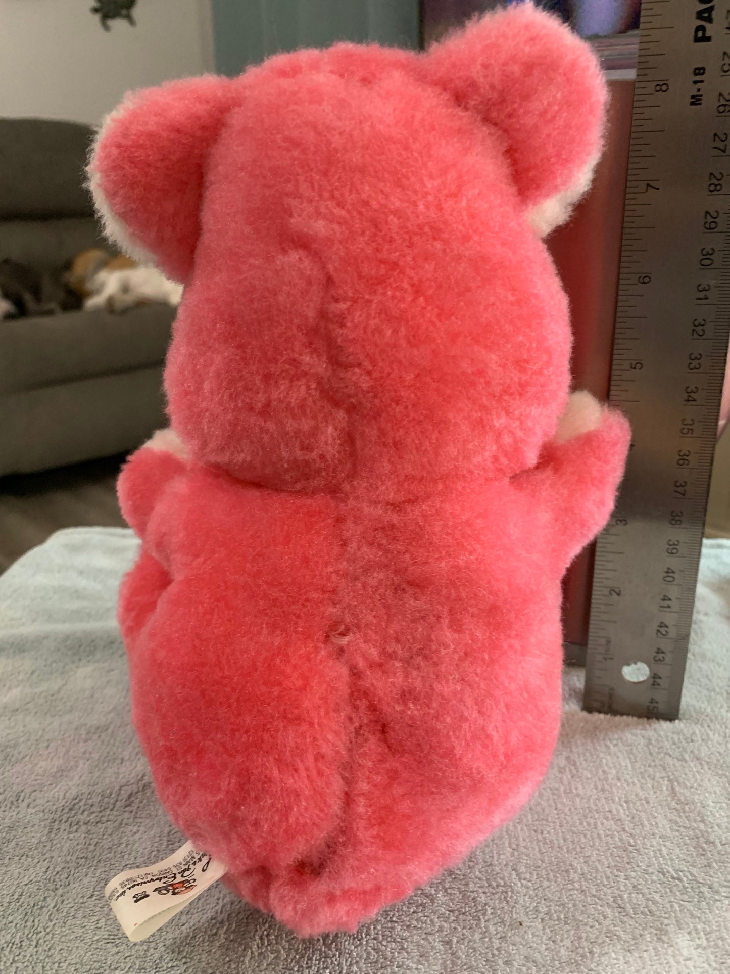 Pink and White Plush Teddy Bear with Black Buttons (8")