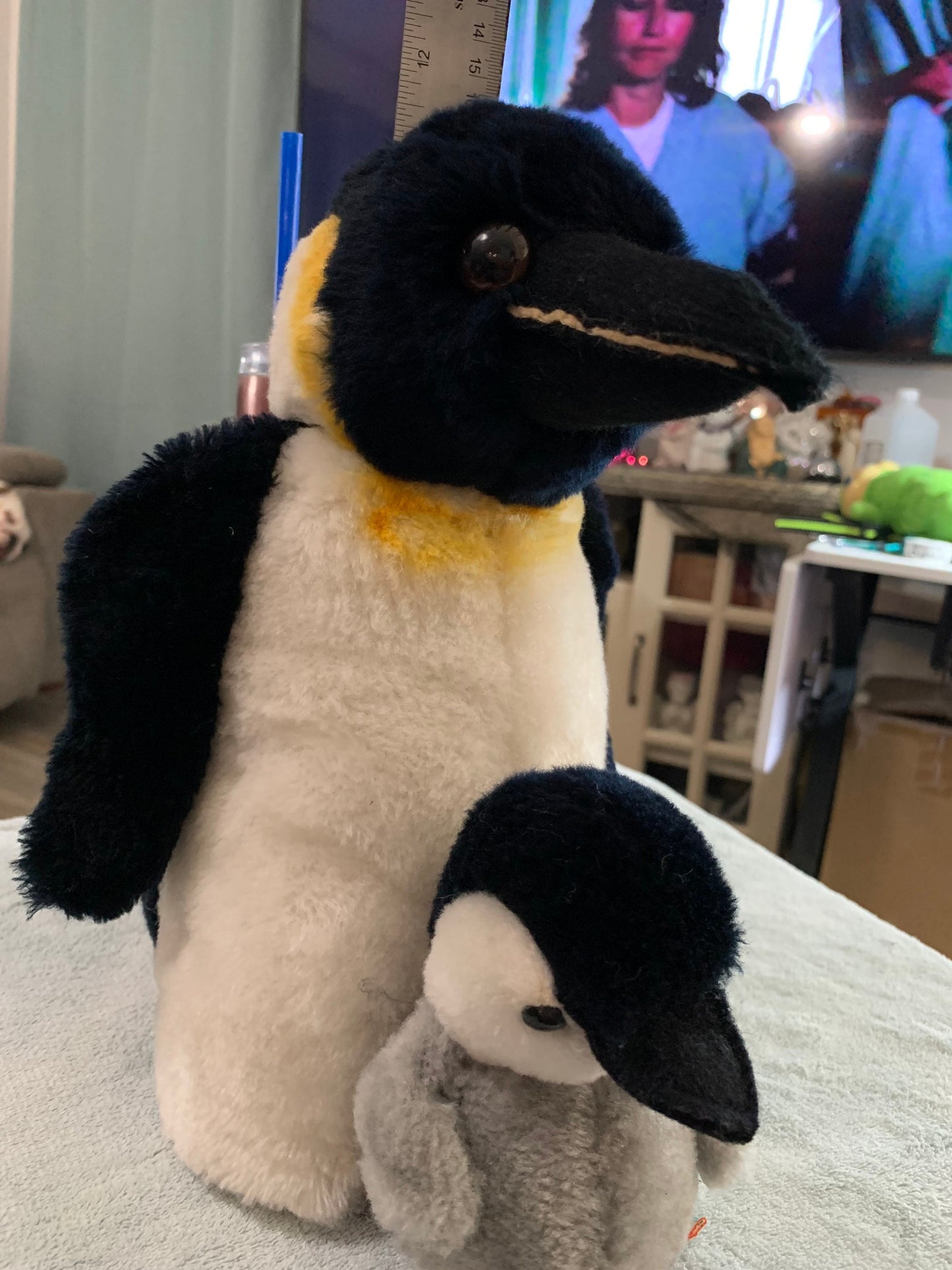 Vintage 1978 Dakin Emperor Penguin with baby plush