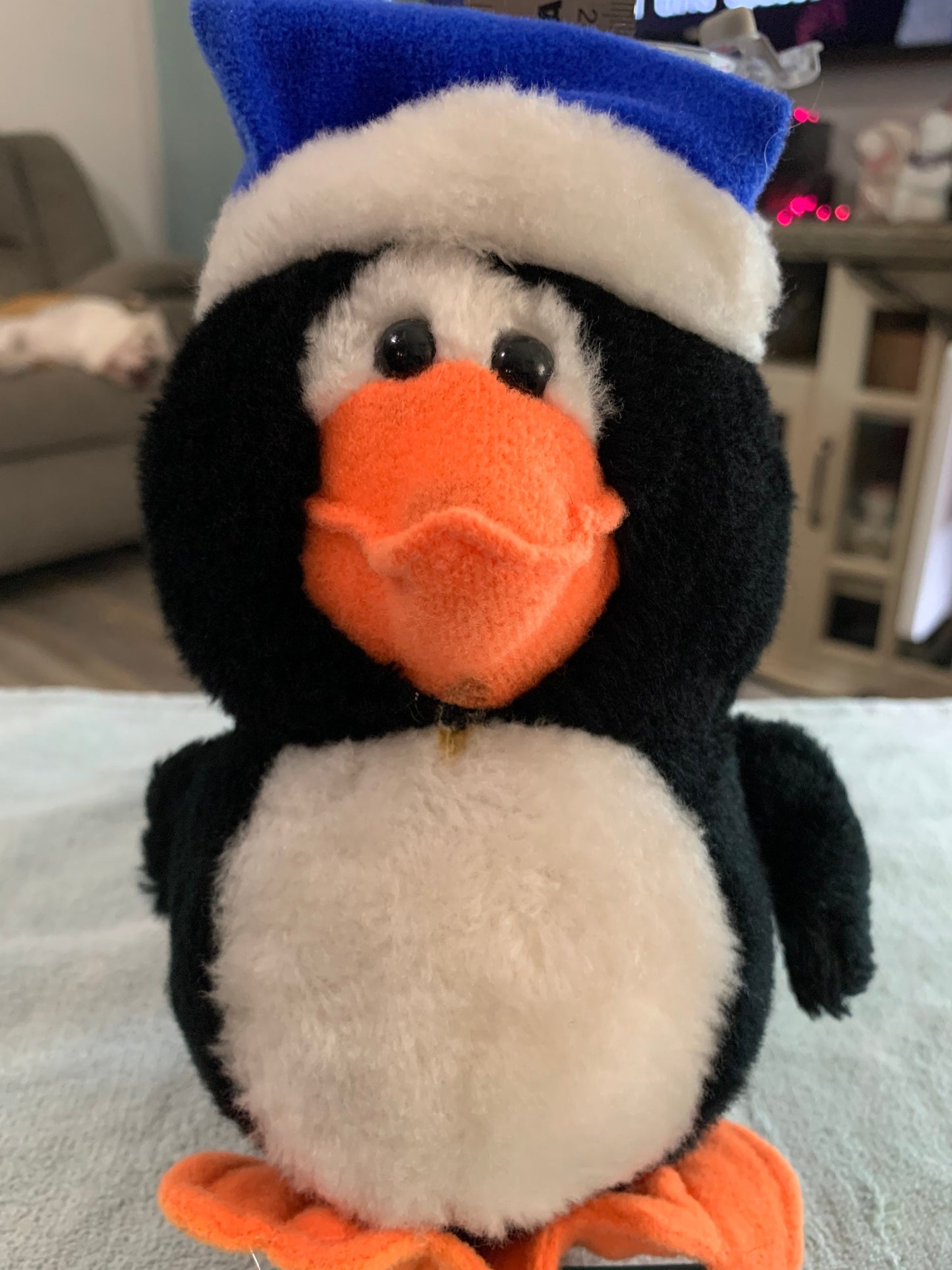 Vintage Carnival/Fair Style Penguin plush with blue hat. 1980’s