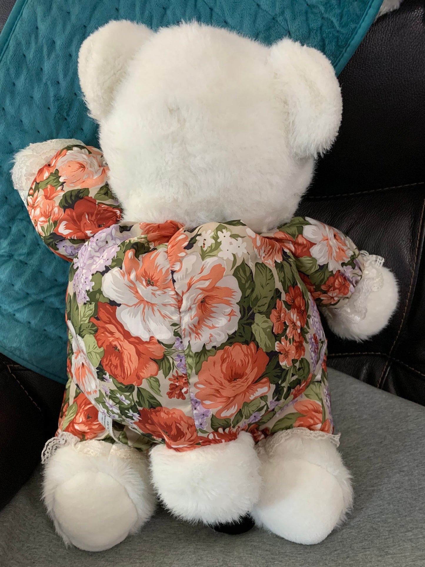 Vintage 1991 Anco Floral Teddy Bear, Marion Flocked Nose