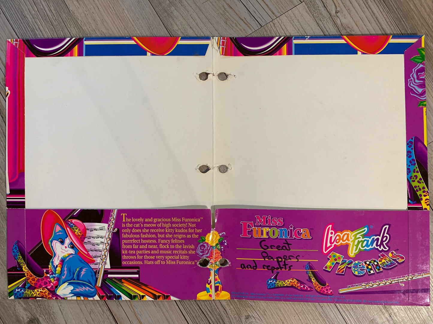 Vintage Lisa Frank Miss Furonica Kitty Pocket Folder