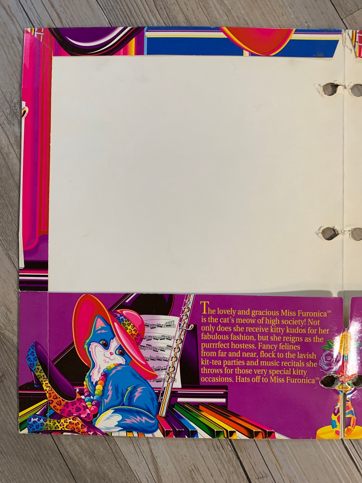 Vintage Lisa Frank Miss Furonica Kitty Pocket Folder