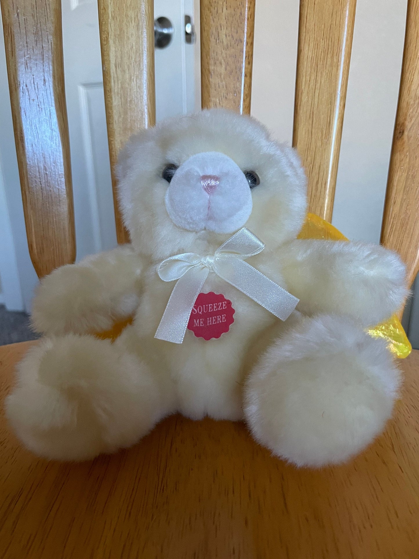 Guardian Angel Teddy Bear Plush with Gold Wings, Working Voice Box