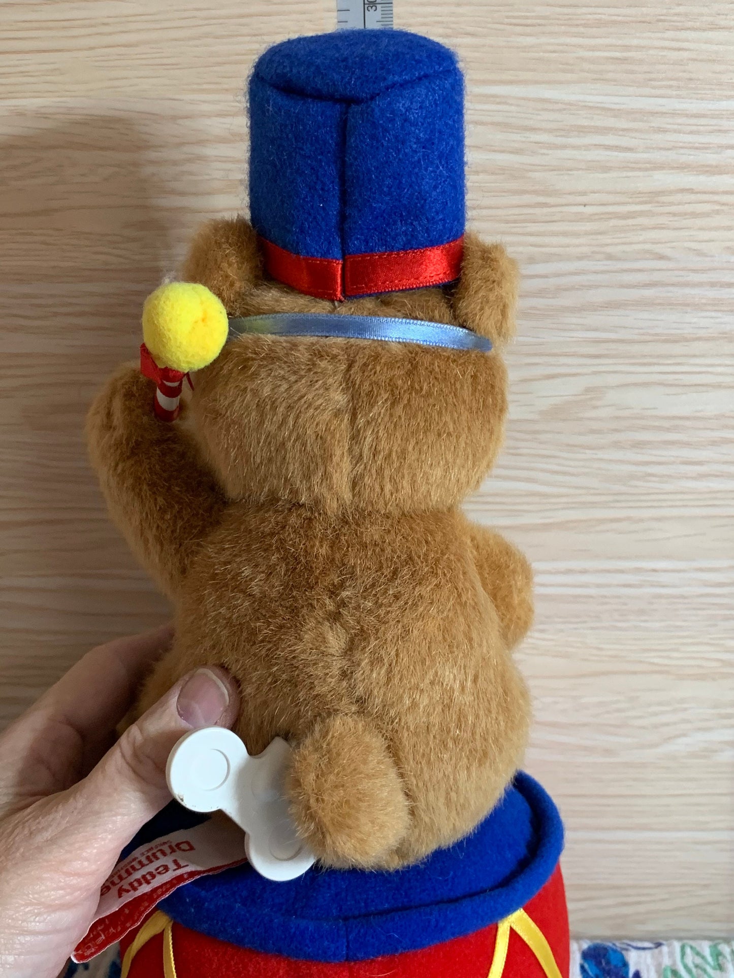 Vintage Russ Berrie Teddy Drummer Plush with Music Box