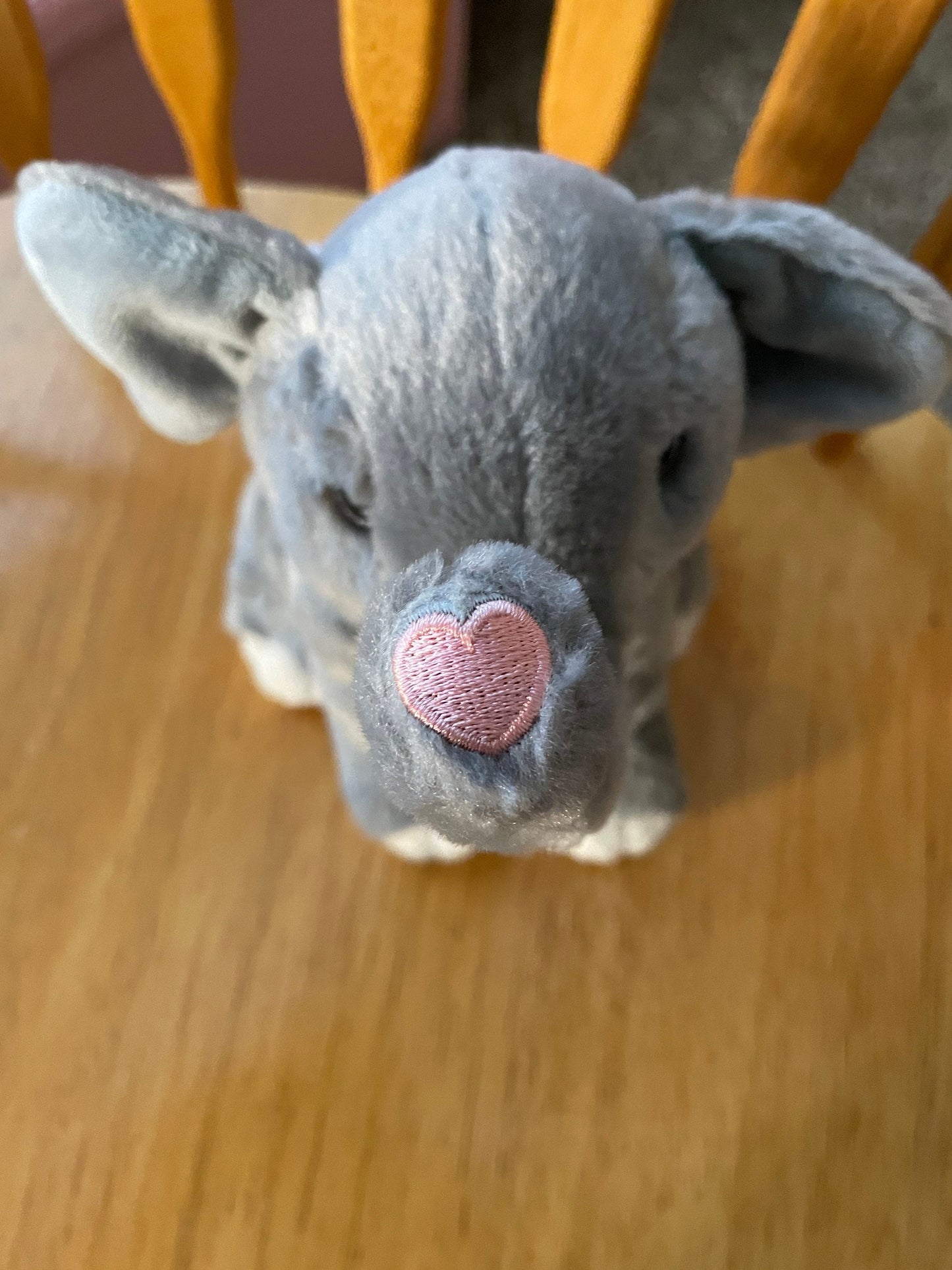 Vintage Small elephant with pink ribbon and heart nose stuffed Animal plush toys