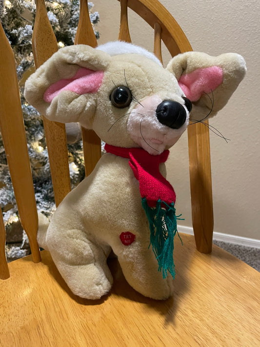 Large Christmas Chihuahua 13” Plush Dog Stuffed Animal Toy. Unsure if music works