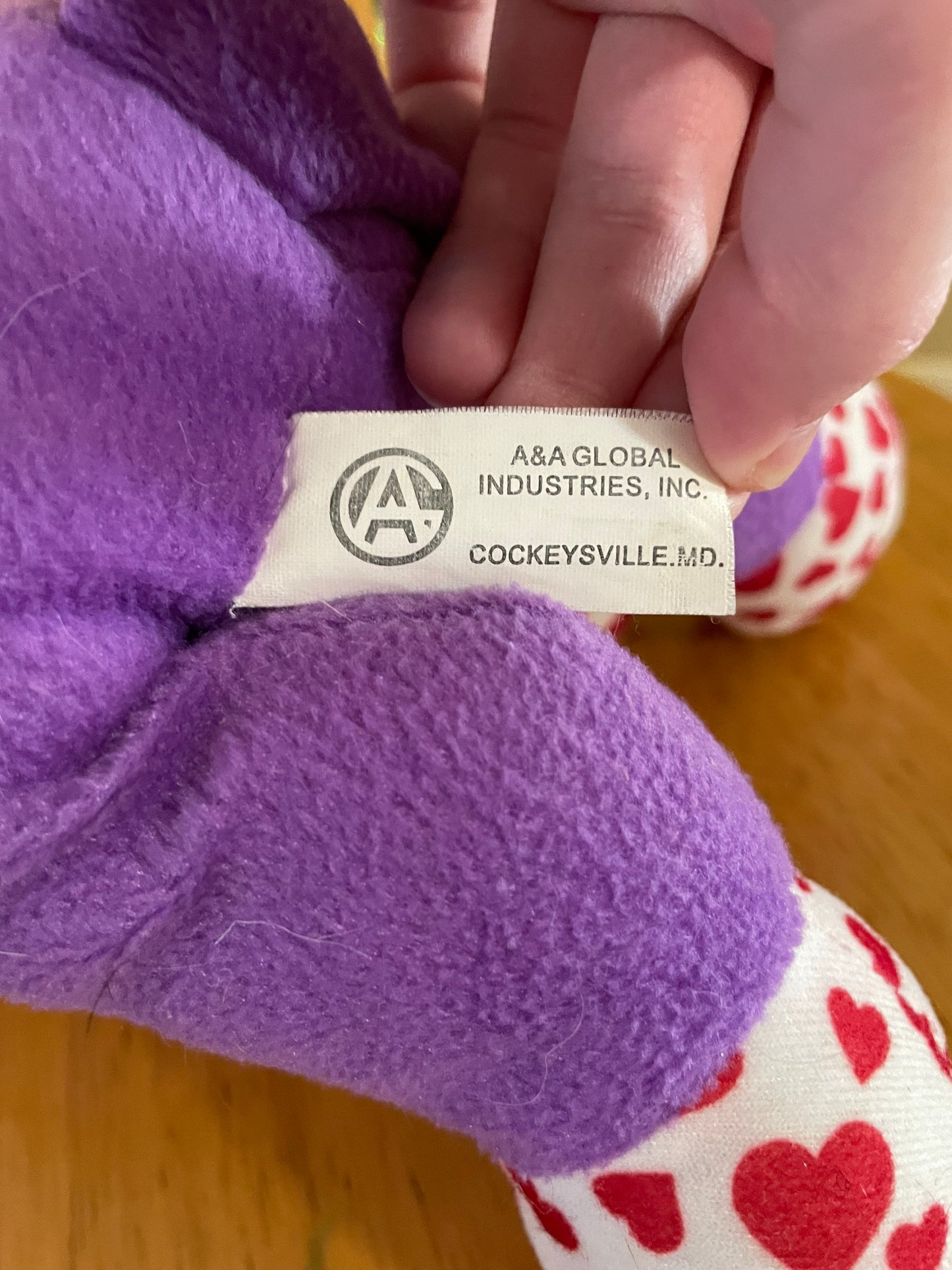 A&A purple unicorn with hearts stuffed animal plush toy