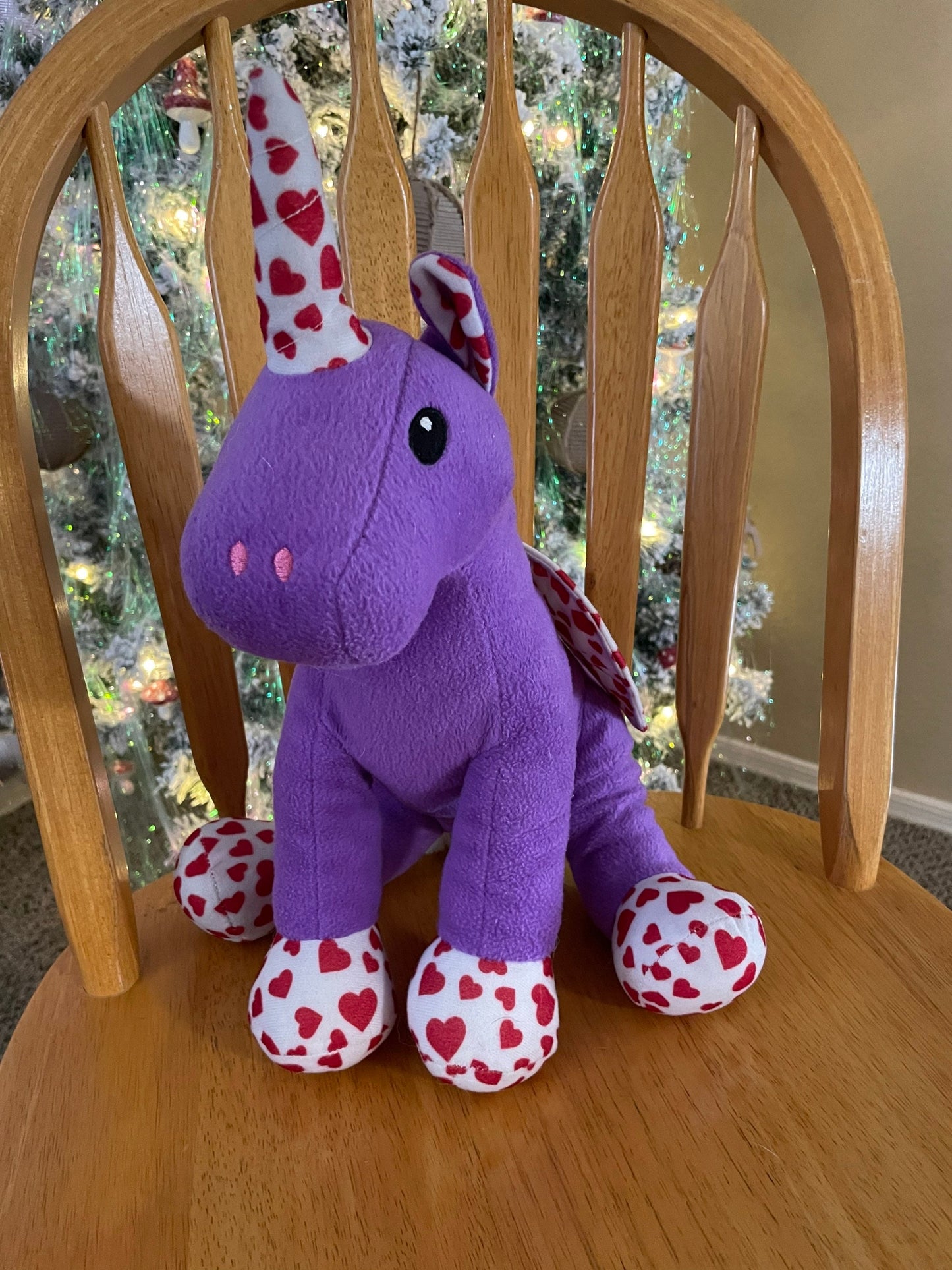 A&A purple unicorn with hearts stuffed animal plush toy