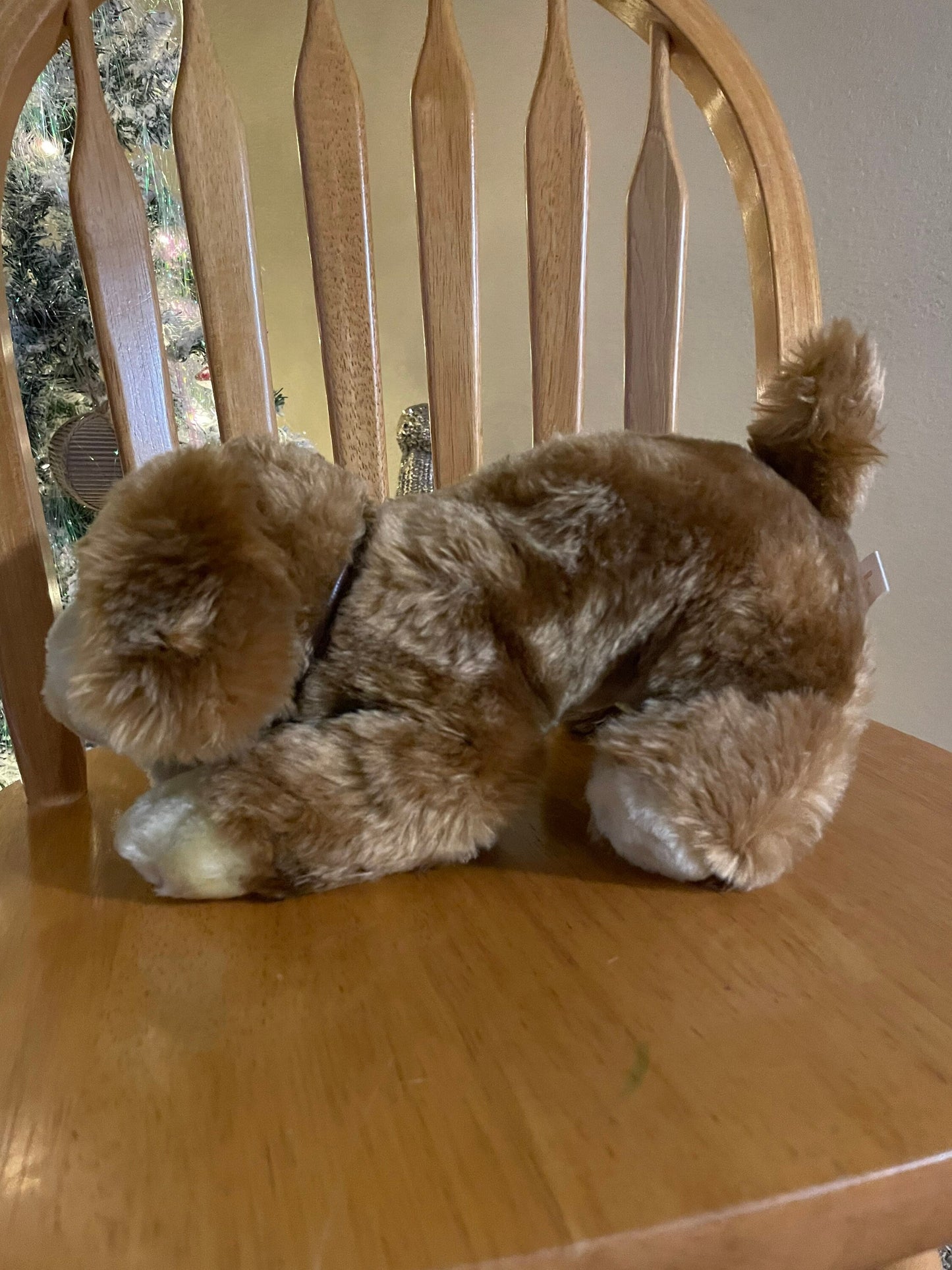 Calplush Puppy Dog Brown Cream Laying 11” Plush Stuffed Animal Toy