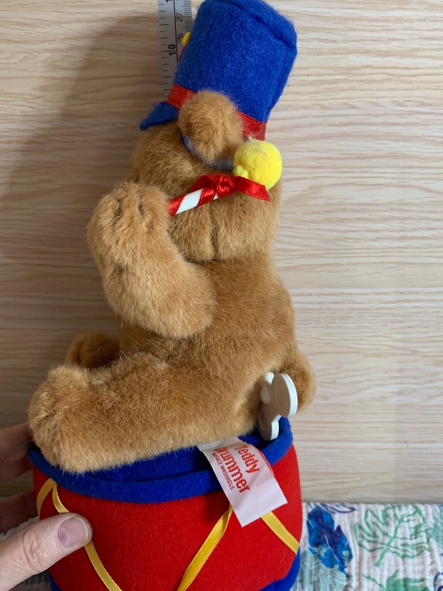 Vintage Russ Berrie Teddy Drummer Plush with Music Box
