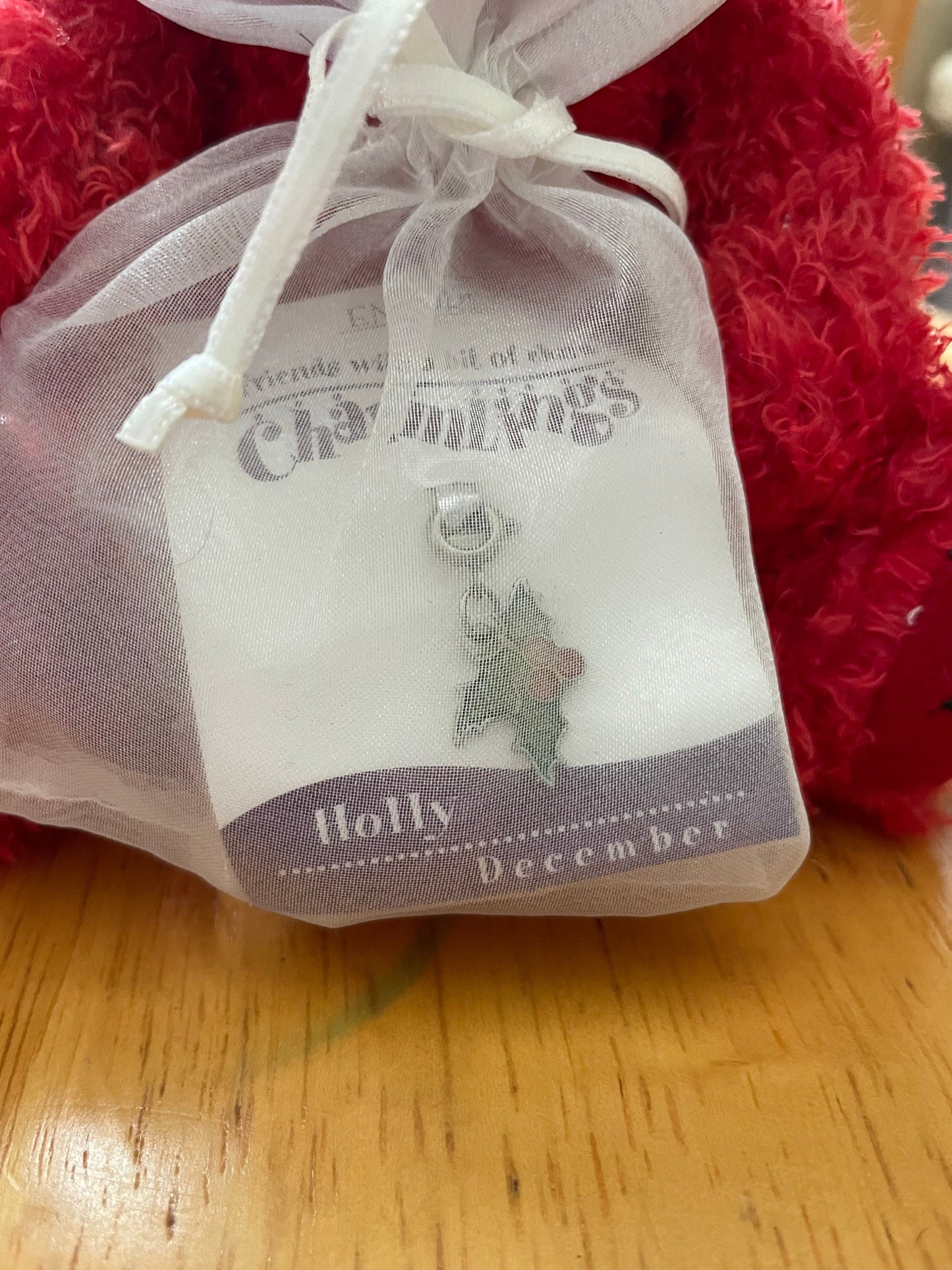 Encore Charmlings December Bear Stuffed Animal Plush Toy with Charm 6”