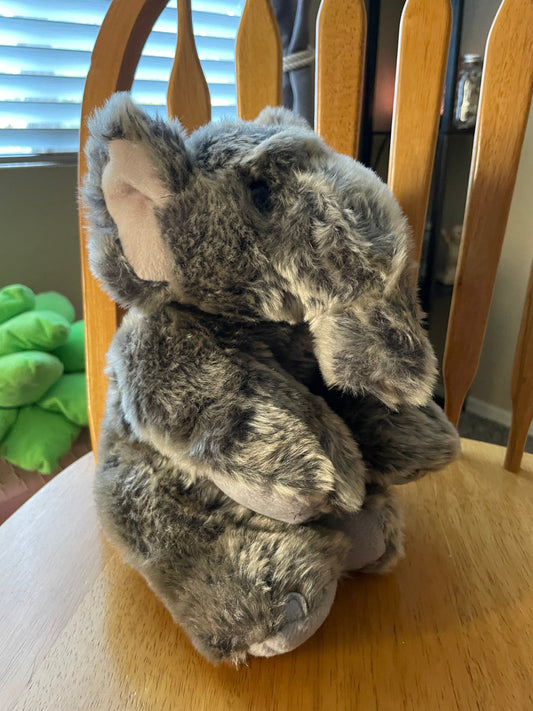 Dan Dee  Collectors Choice Gray Elephant Plush With Red and White Gingham Ribbon