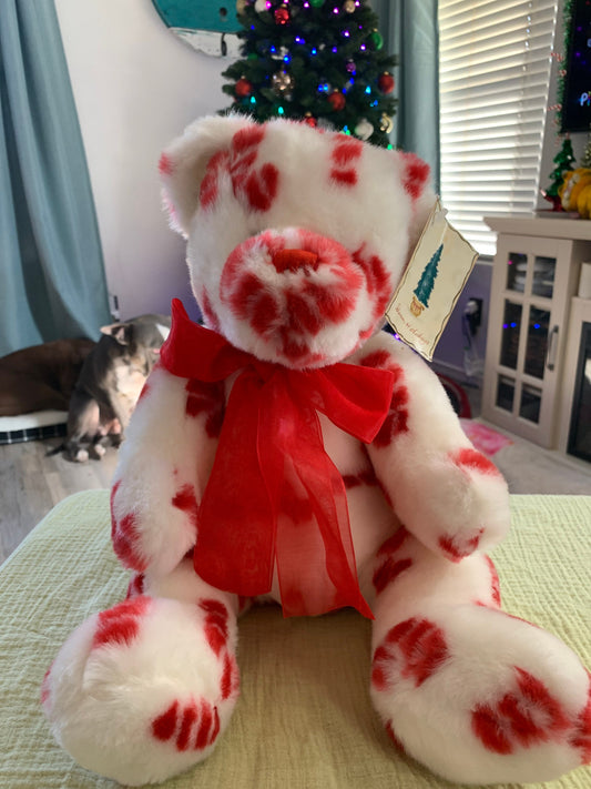 Vintage 2001 Kids of America Corp candy cane teddy bear plush. NWT