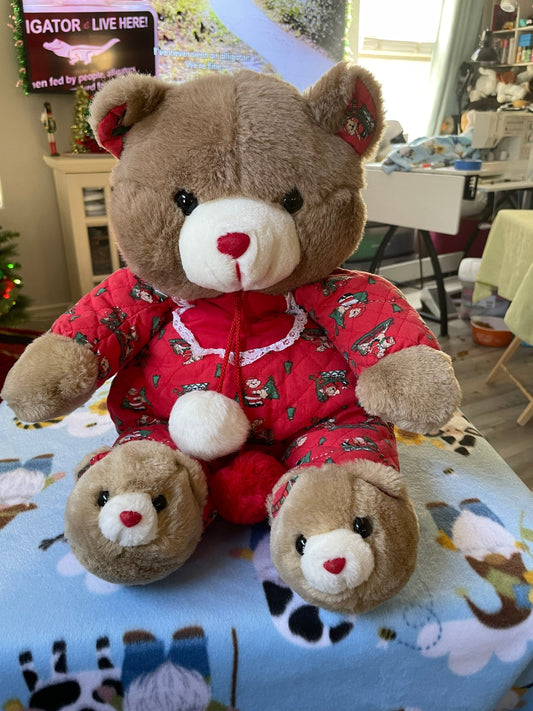 Soft Body Christmas Teddy Bear with Slippers Stuffed Animal Plush Toy