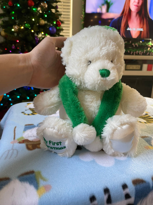 Baby Gund My First Christmas White Teddy Bear Stuffed Animal Plush Toy 11”