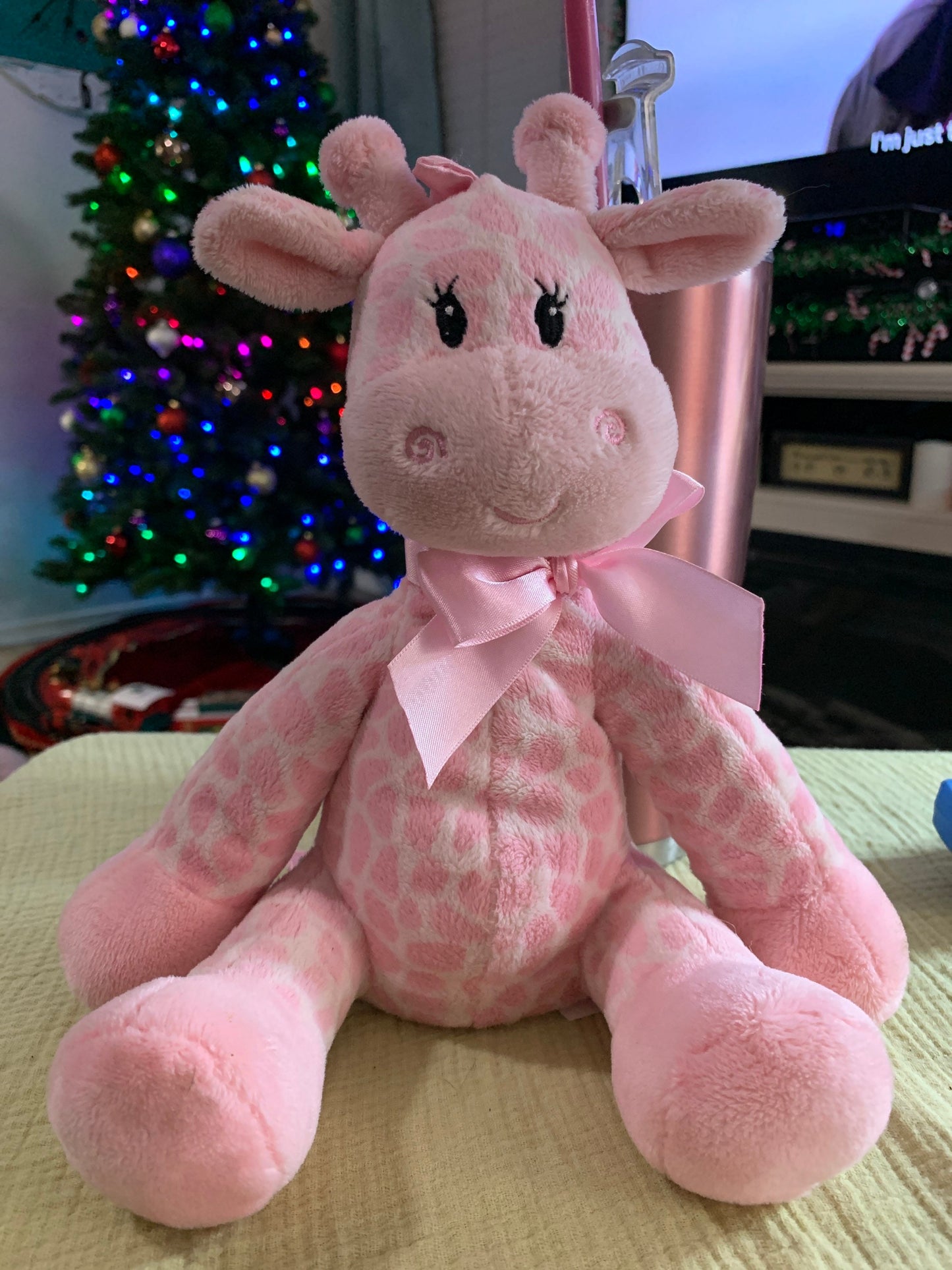 First and Main Pink Giraffe Rattle Plush