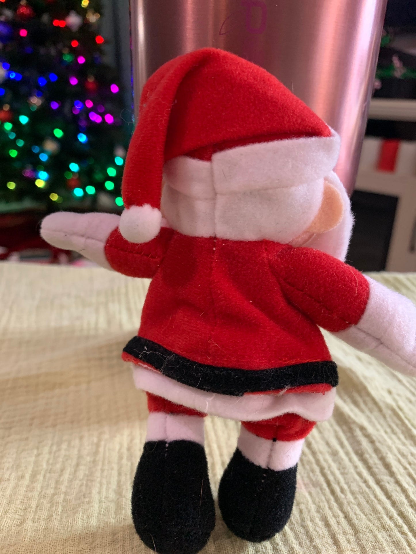 Small Santa Plush with stash area. Can be an ornamental with hidden gift! 4”