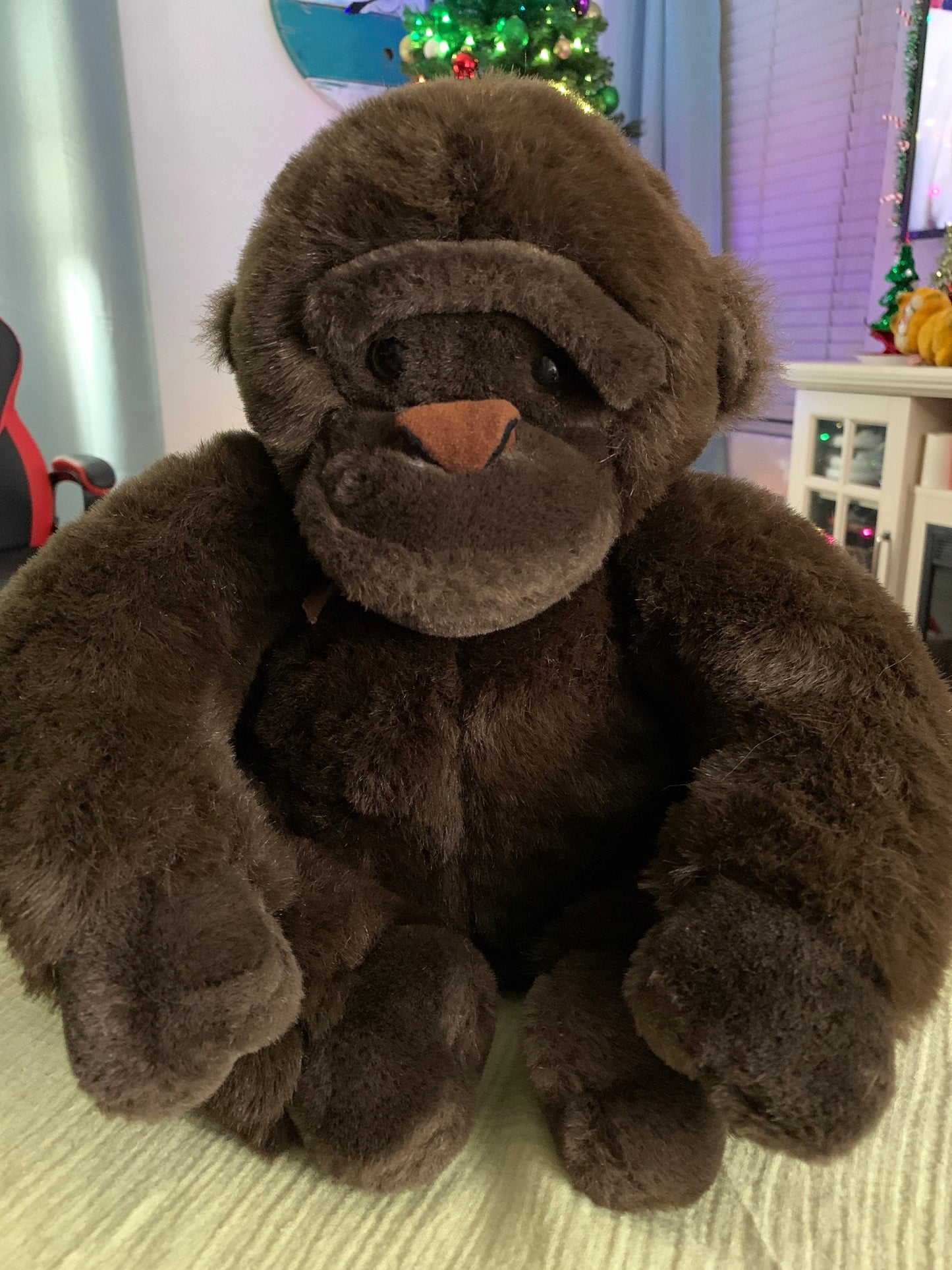 Vintage Chrisha Playful Plush Brown Monkey Gorilla Plush. 12”