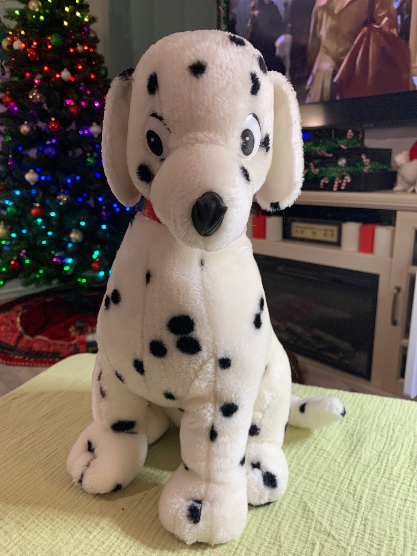 Vintage Dalmatian Plush With Red Collar. Disney 101 Dalmatians Style