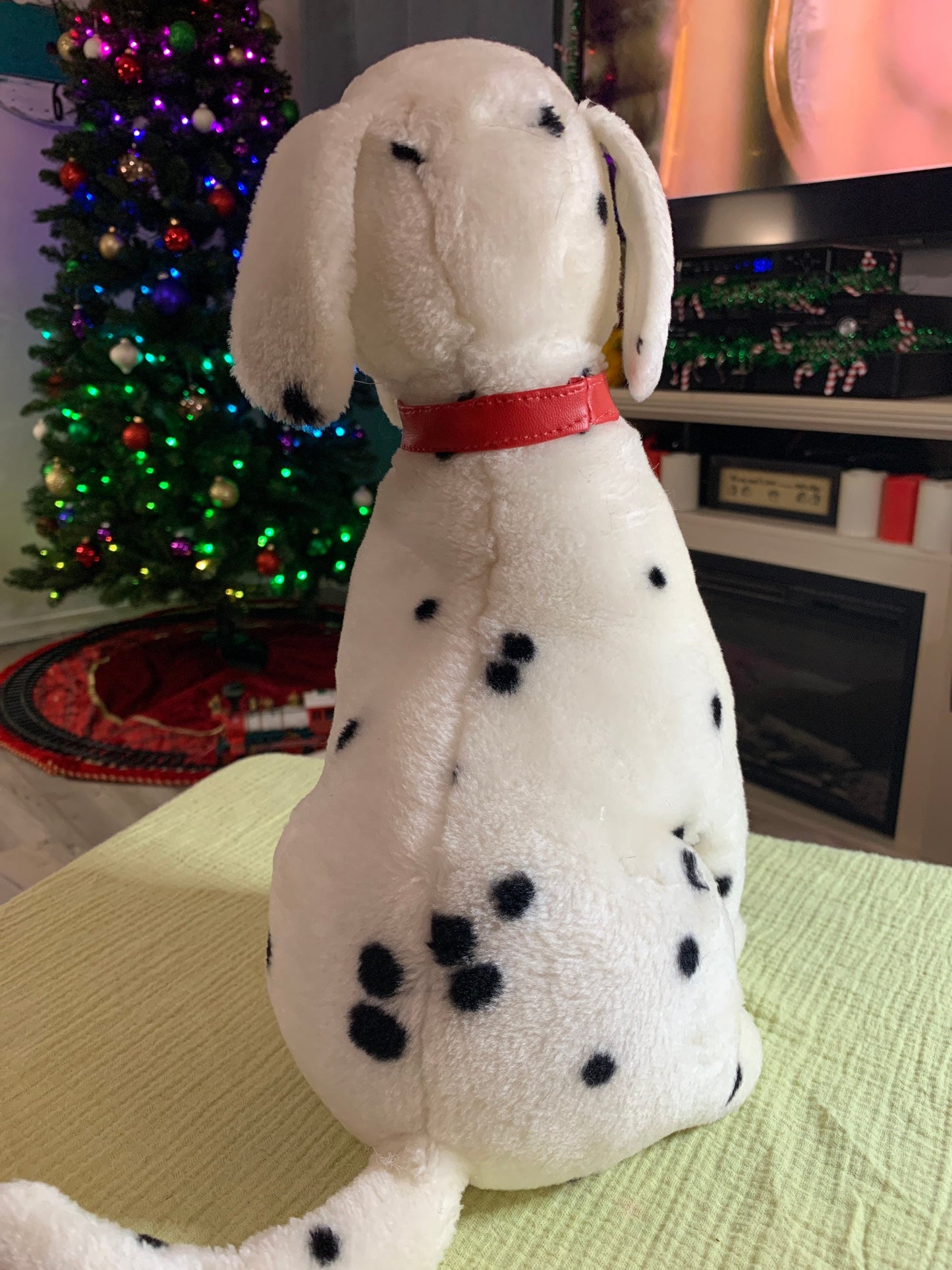 Vintage Dalmatian Plush With Red Collar. Disney 101 Dalmatians Style