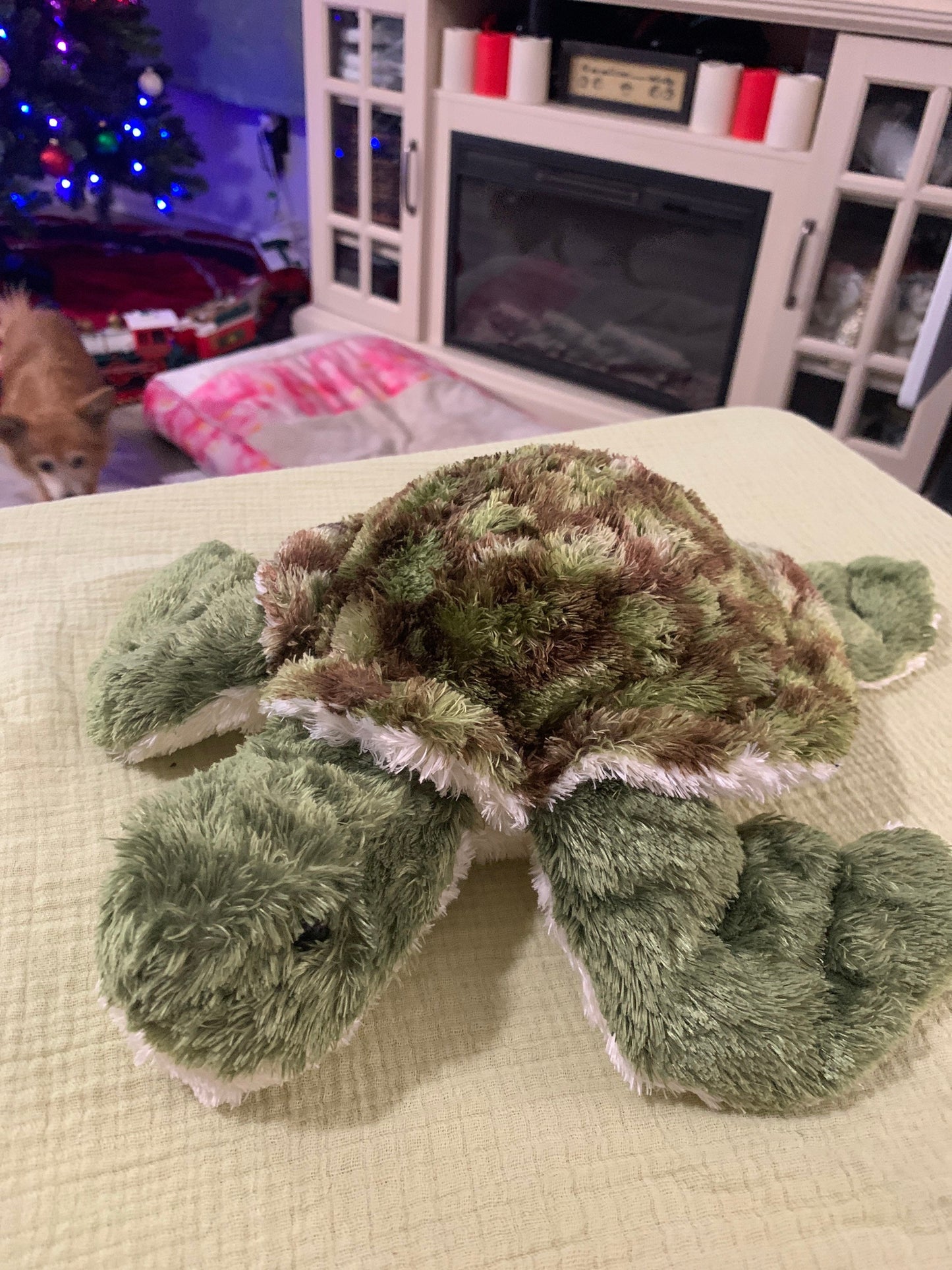 Vintage Boswell Green and White Sea Turtle Plush. Fuzzy and Fluffy