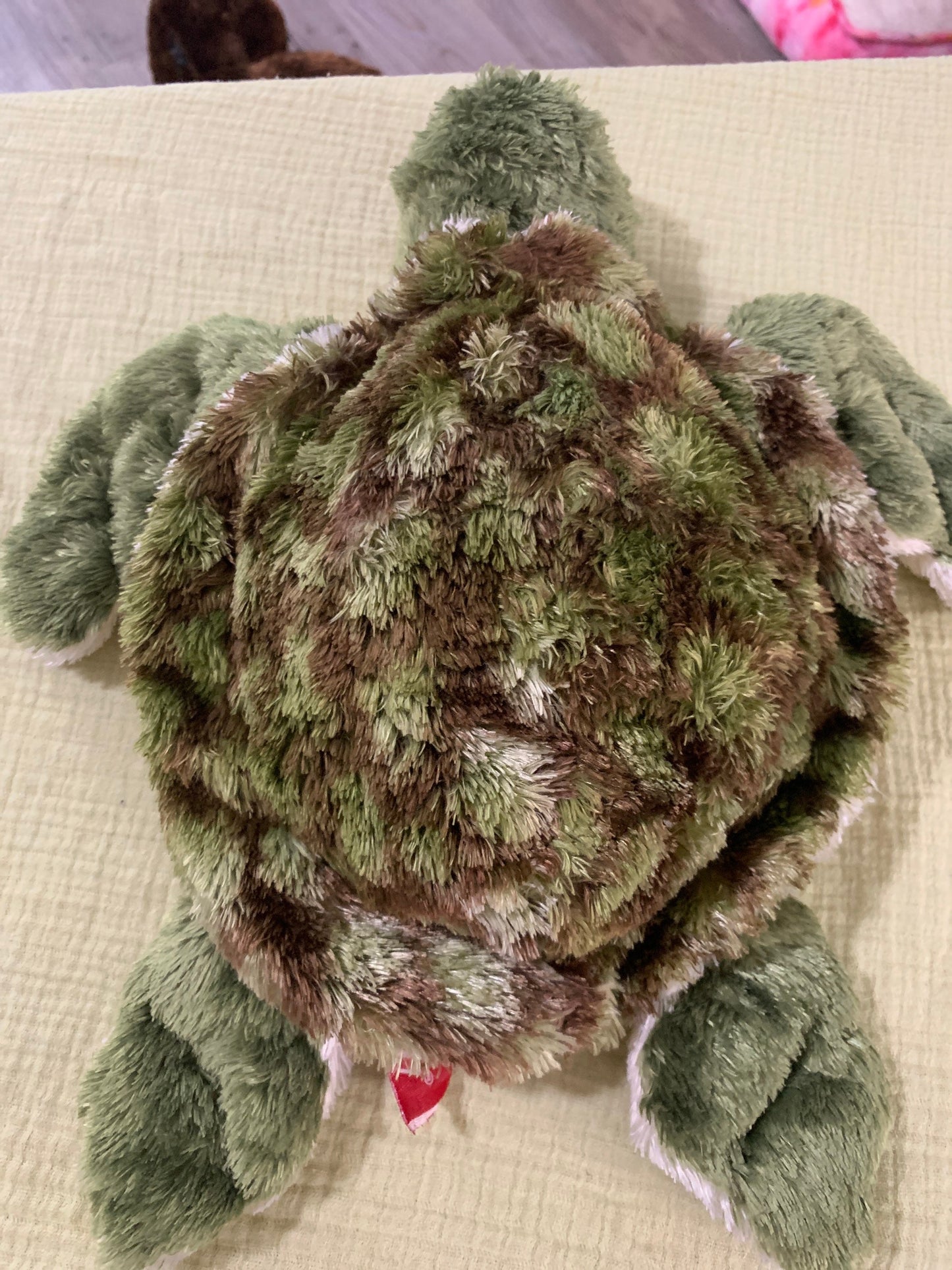 Vintage Boswell Green and White Sea Turtle Plush. Fuzzy and Fluffy