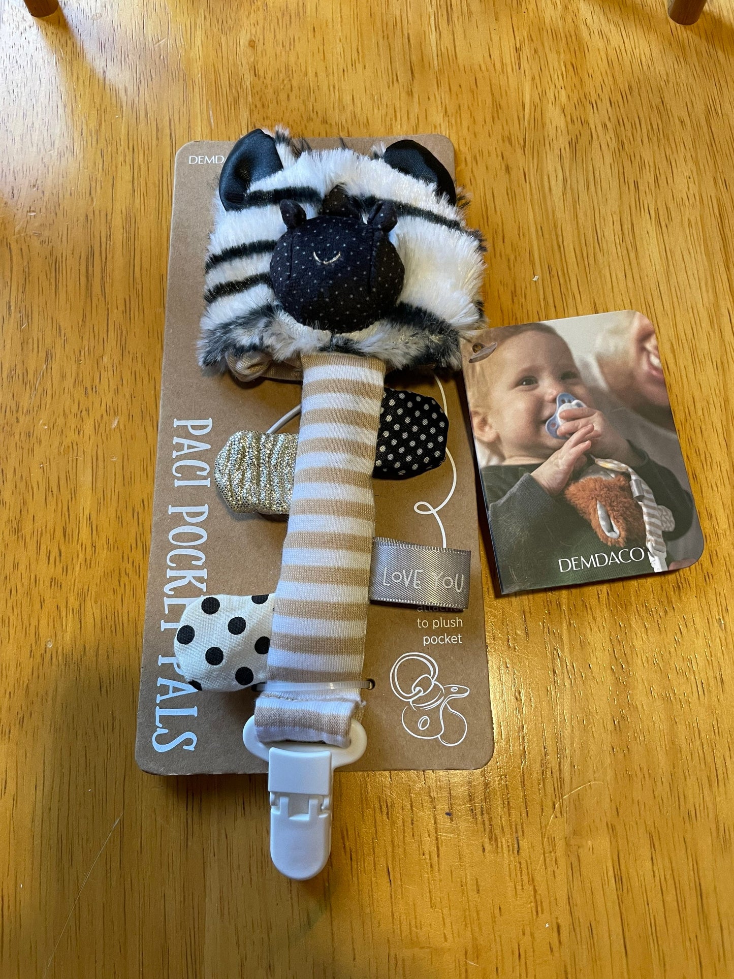 DEMDACO Paci Pocket Pals Zebra Childrens Plush Animal Pacifier New in Packaging