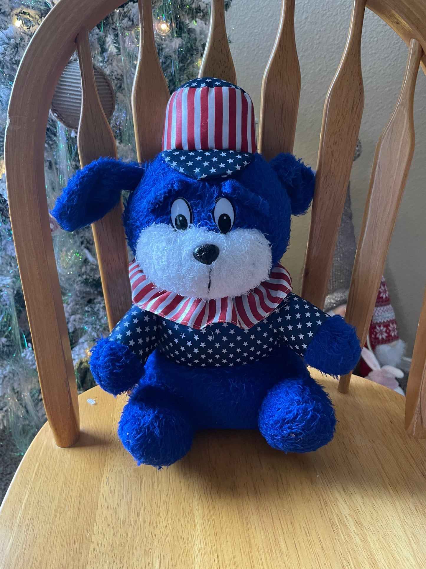 King Plush Blue Patriotic USA Dog Stuffed Animal