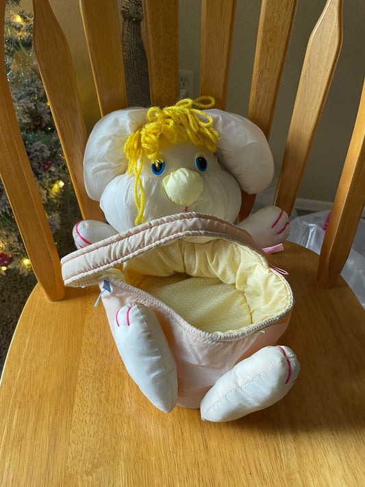 Vintage 80s Nylon Easter Bunny Basket Puffalump Style