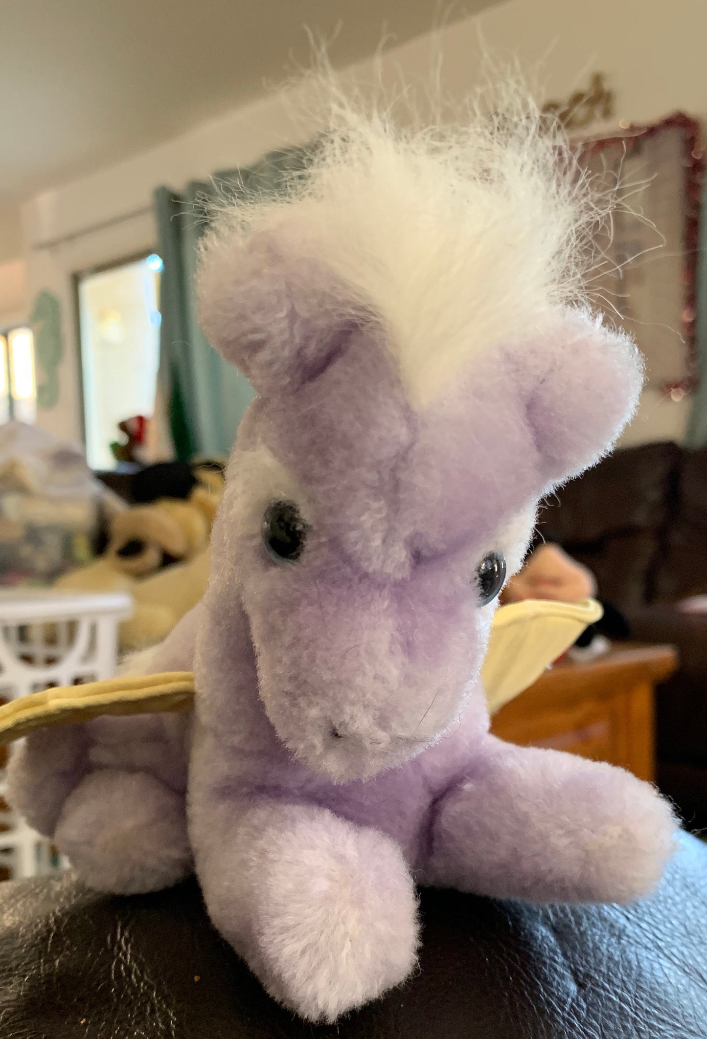 Vintage Dakin Burry-Lu Pegasus Plush, 1983 Purple with Gold Wings