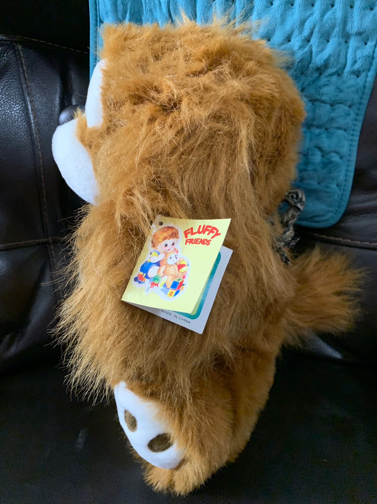 Vintage 1992 TL Toys Shaggy Dog Plush: Big Eyes, Plaid Scarf, NWT