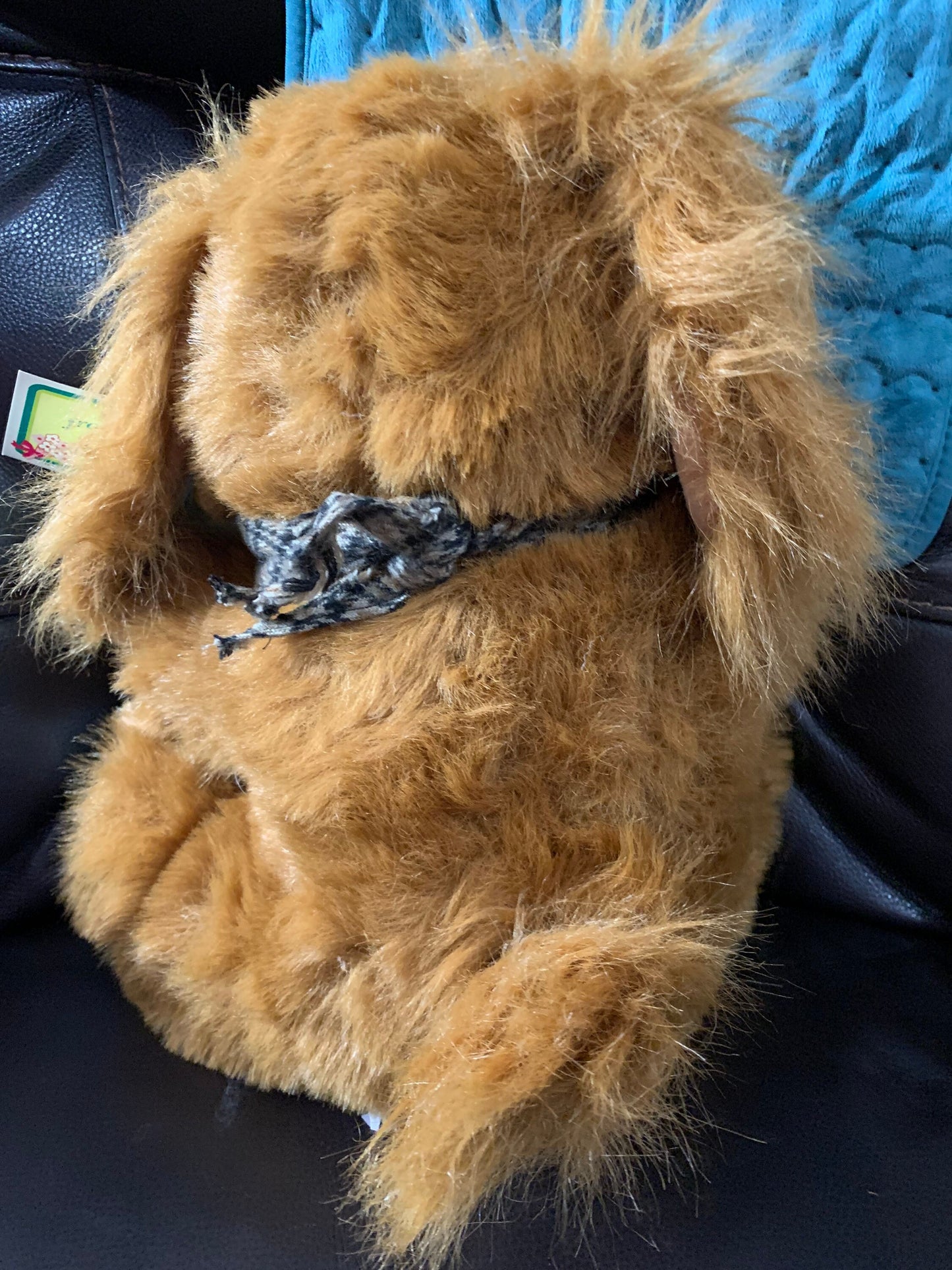 Vintage 1992 TL Toys Shaggy Dog Plush: Big Eyes, Plaid Scarf, NWT