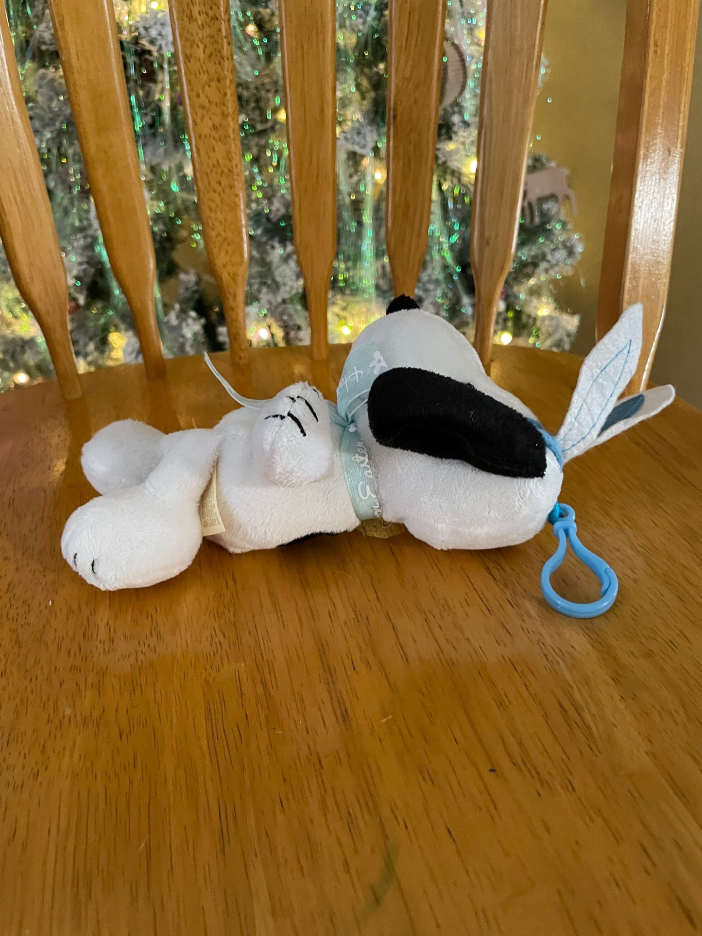 Snoopy Plush Toy with Bunny Ears, Keychain Clip, 8"