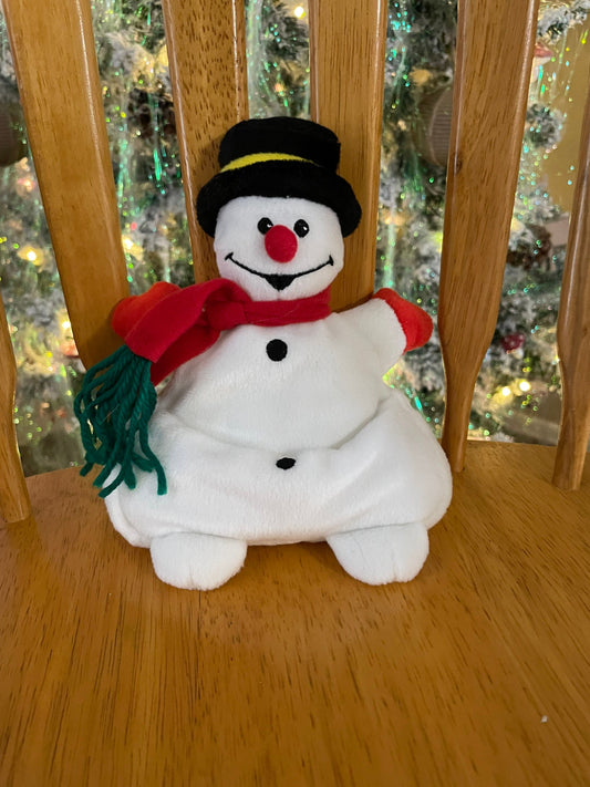 Vintage Snuggie Toy snowman Christmas ornament plush stuffed animal toy