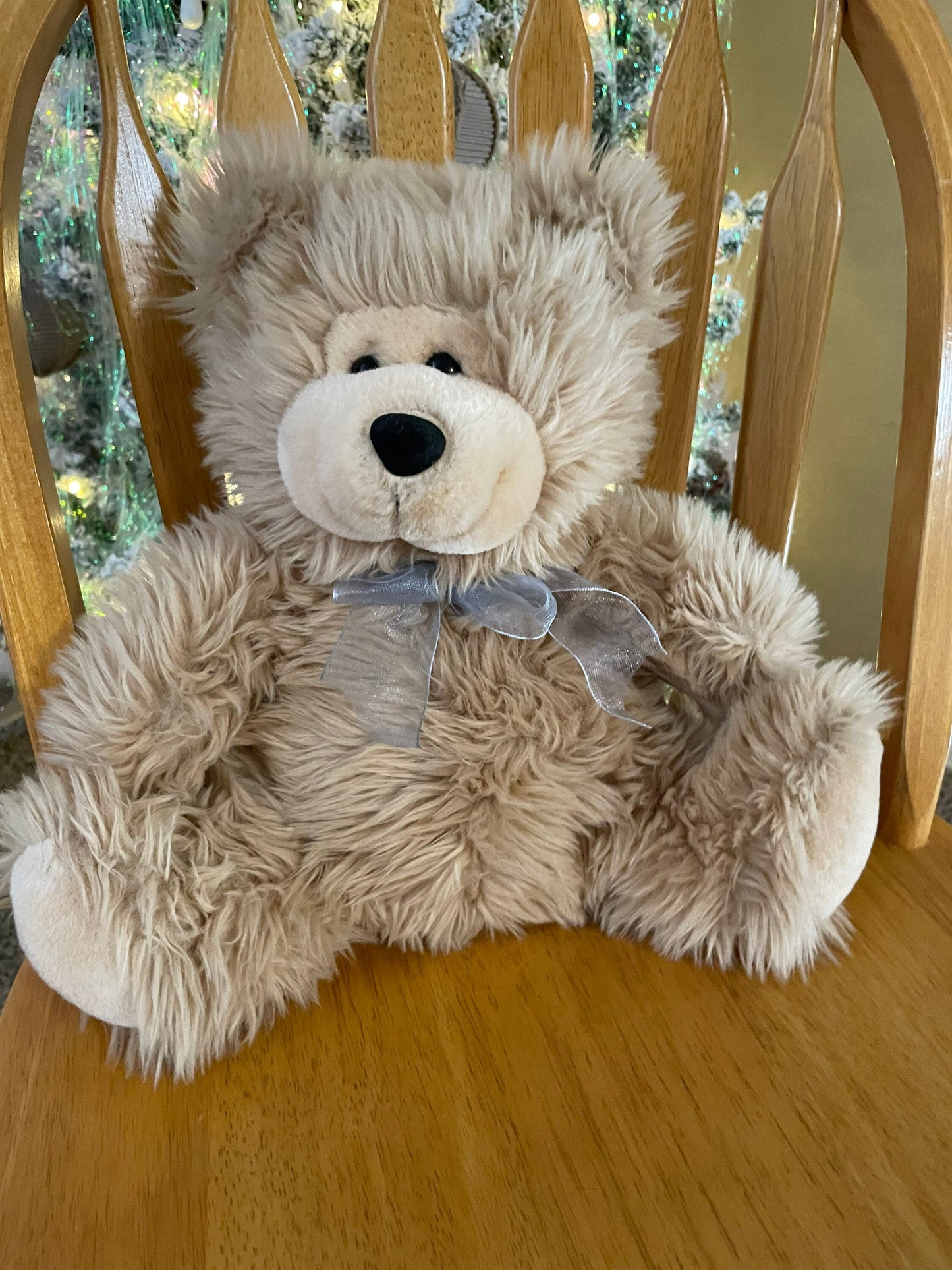 Kuddle me toys long hair brown bear plush stuffed animal toy
